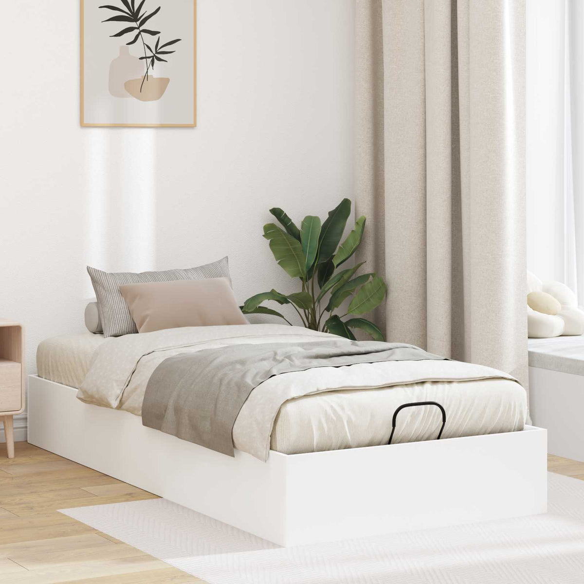 Ottoman Bed Frame Engineered Wood Length 200 cm White 80 cm