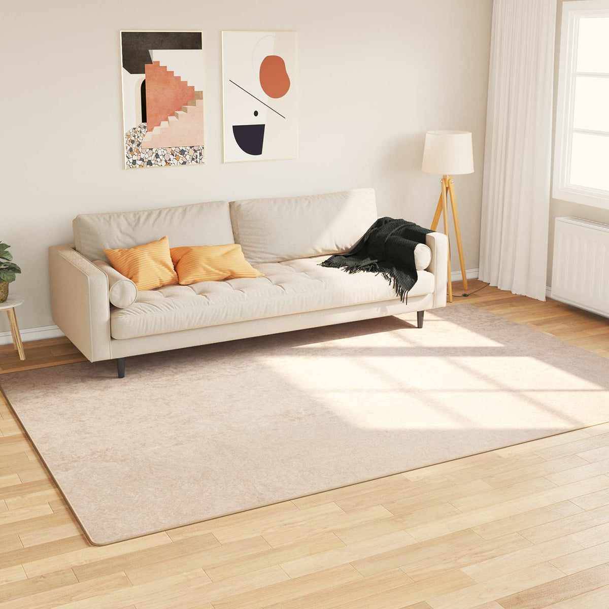 vidaXL Rug Runner MARSA Polyester and PVC Cream 100 x 300 cm – 300 x 400 cm