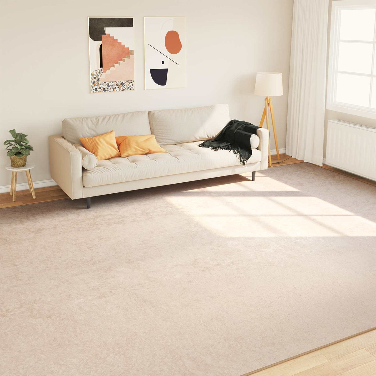 vidaXL Rug Runner MARSA Polyester and PVC Cream 100 x 300 cm – 300 x 400 cm