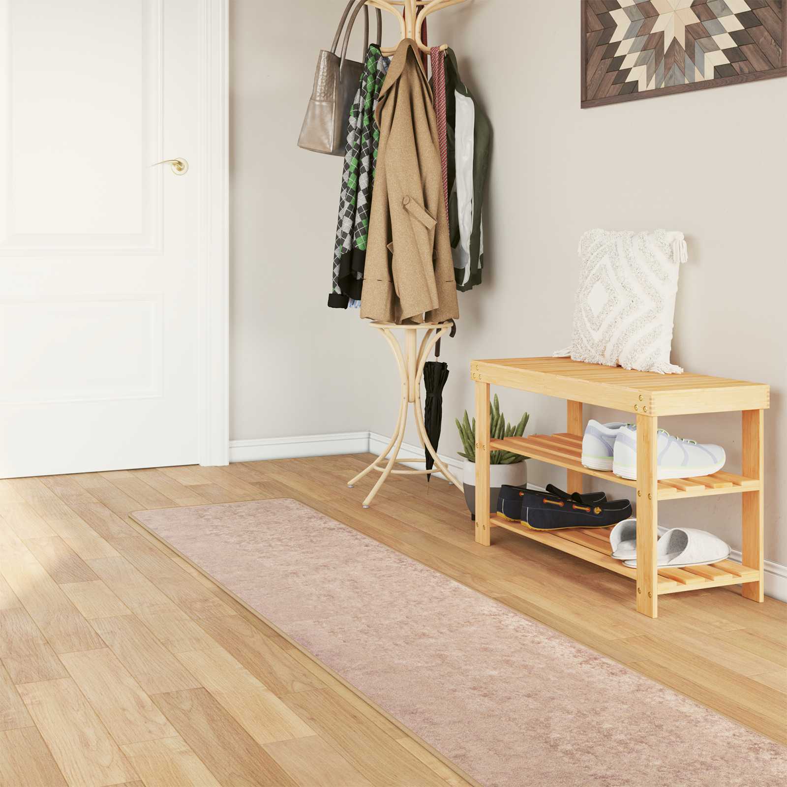 vidaXL Rug Runner MARSA Sand 50 x 350 cm Polyester and PVC 1
