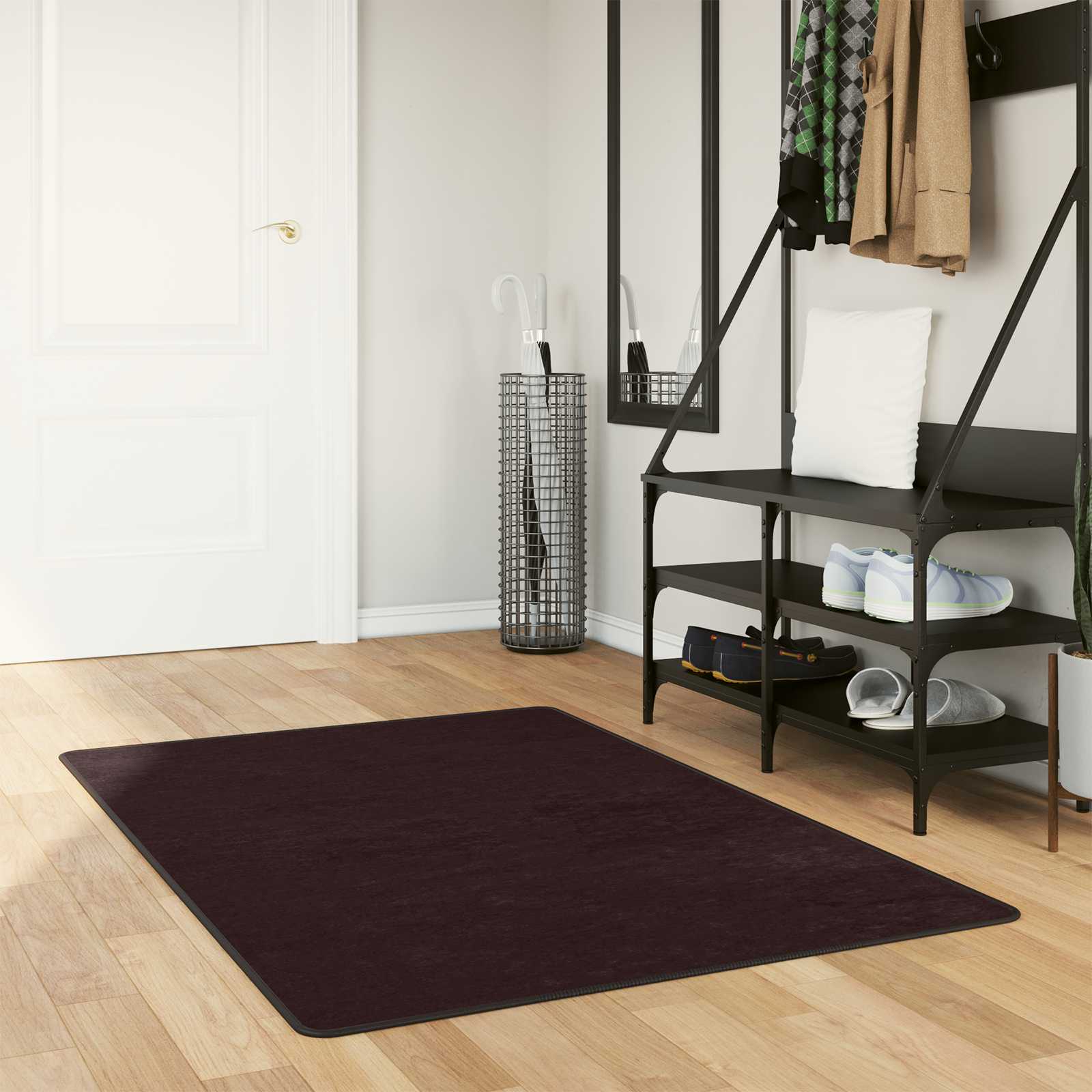 vidaXL Rug Runner MARSA Anthracite 100 x 200 cm Polyester and PVC 1