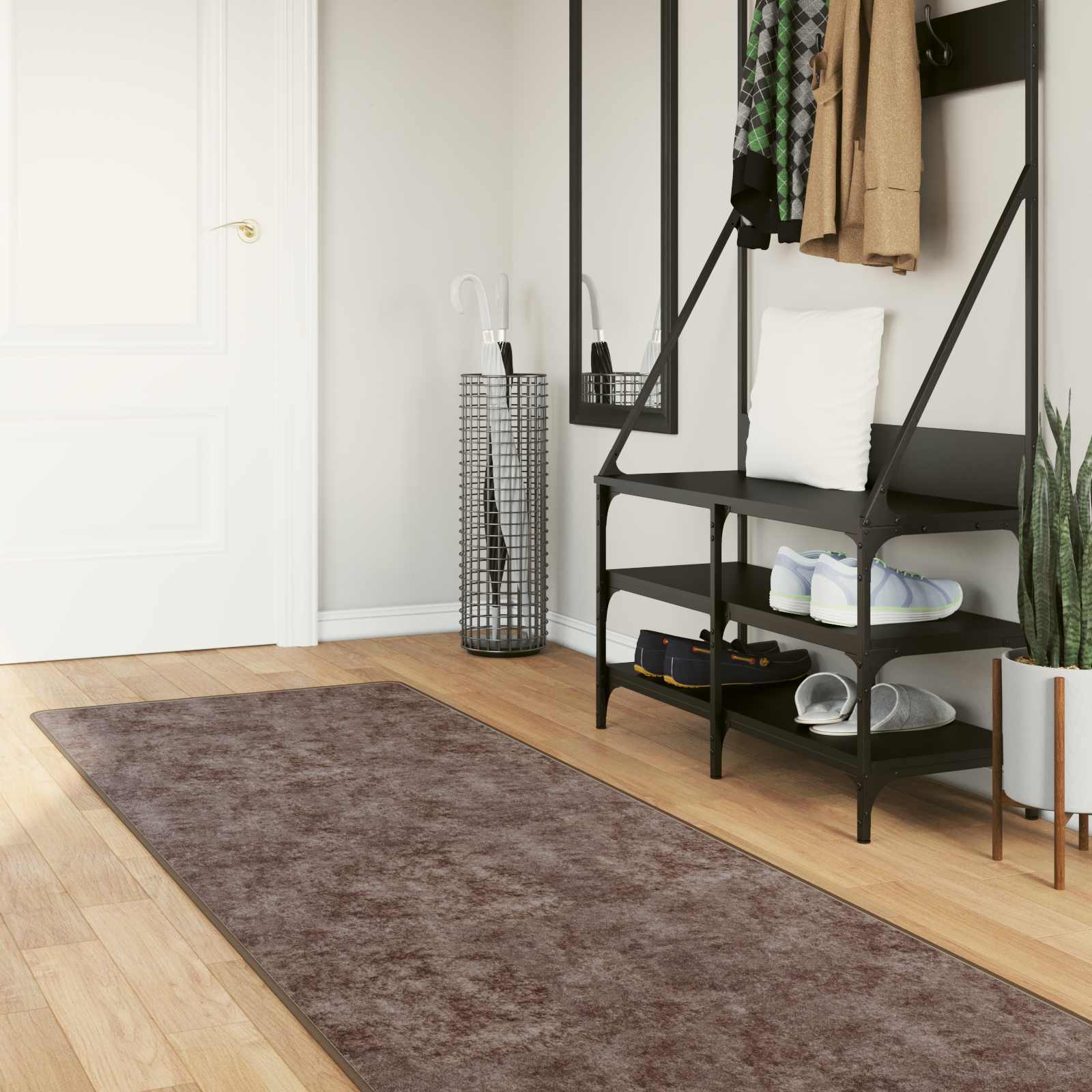 vidaXL Rug Runner MARSA Grey 80 x 400 cm Polyester and PVC 1