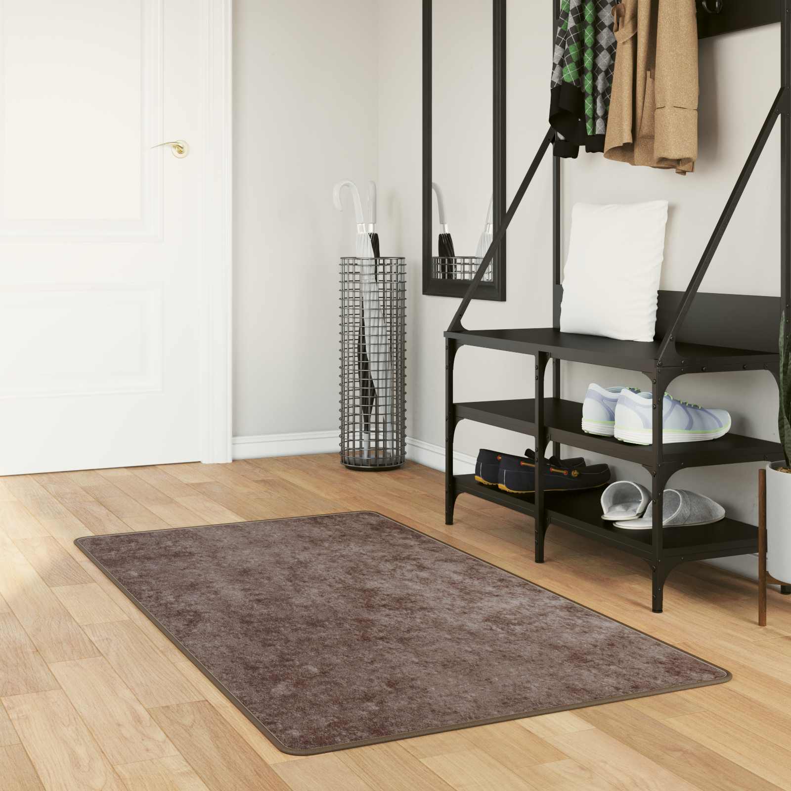 vidaXL Rug Runner MARSA Grey 100 x 200 cm Polyester and PVC 1
