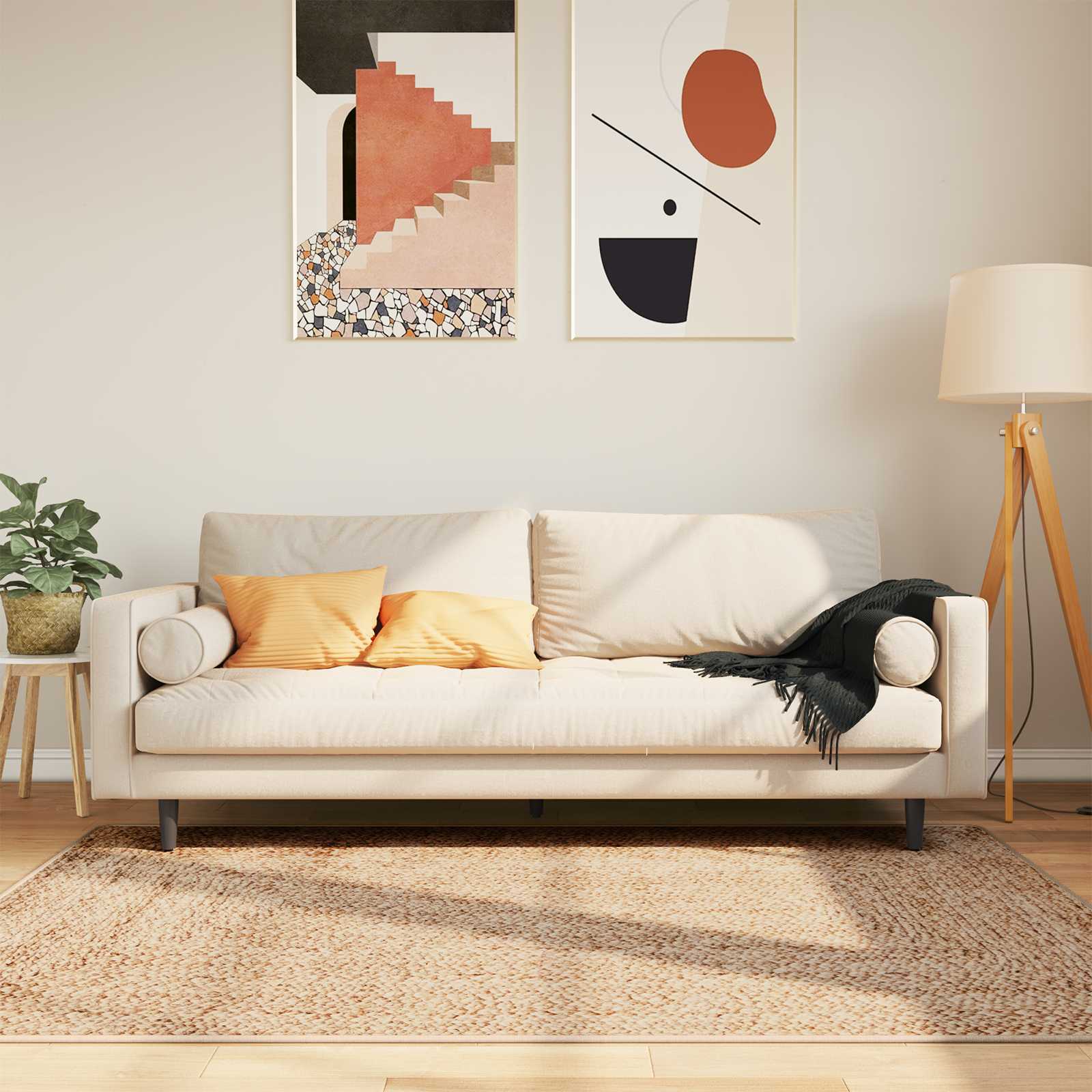 vidaXL Rug Runner MARSA Yellow 120 x 170 cm Polyester and PVC 1