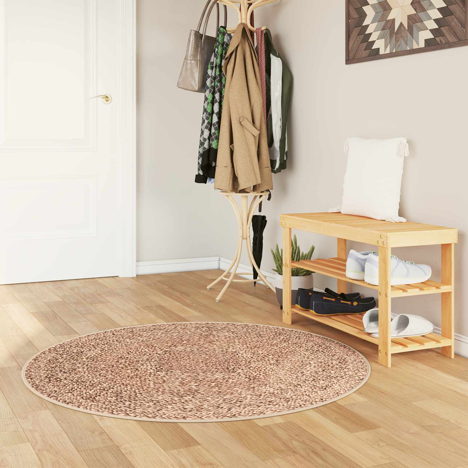 vidaXL Rug Runner MARSA Yellow 120 x 120 cm Polyester and PVC 1