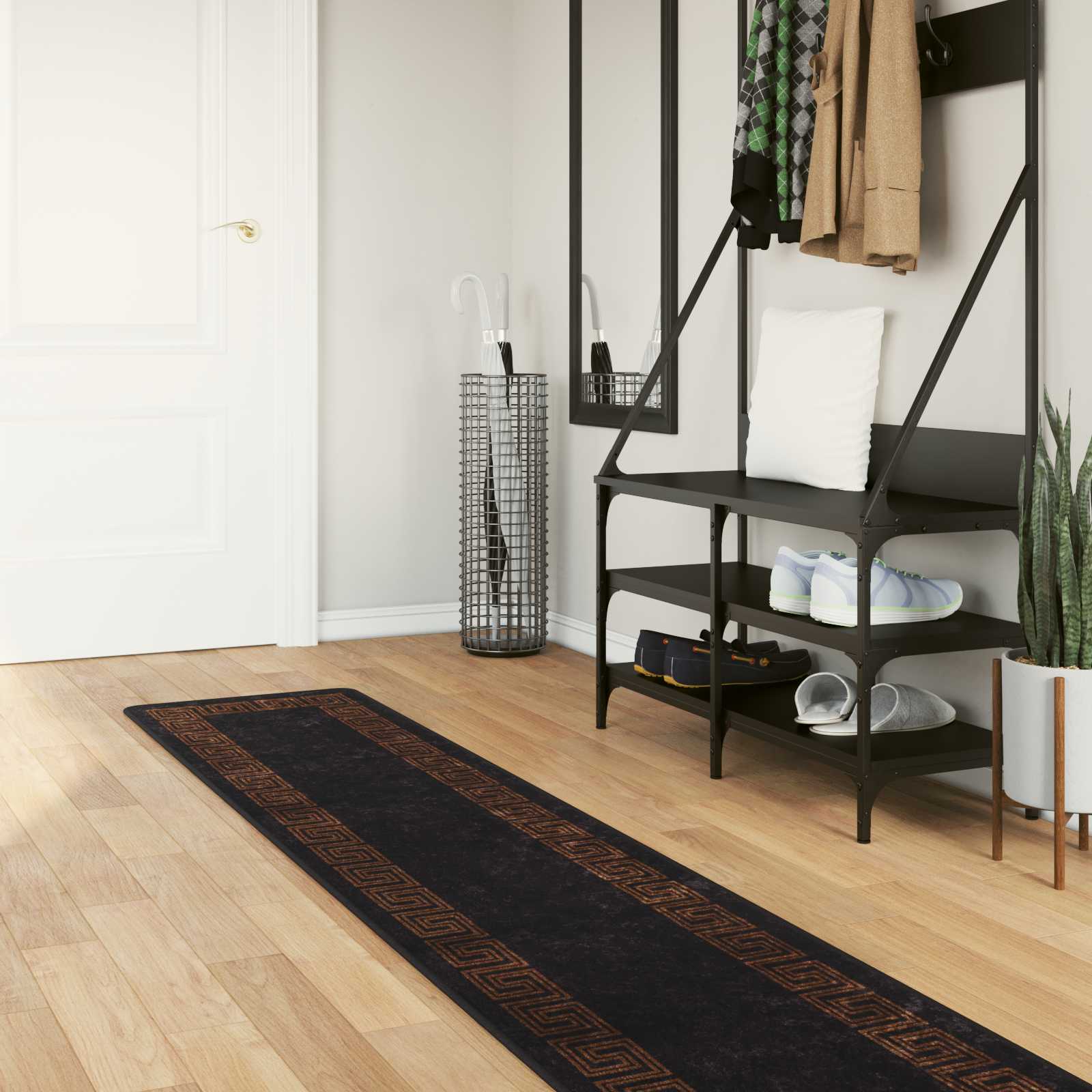 vidaXL Rug Runner MARSA Black 50 x 350 cm Polyester and PVC 1