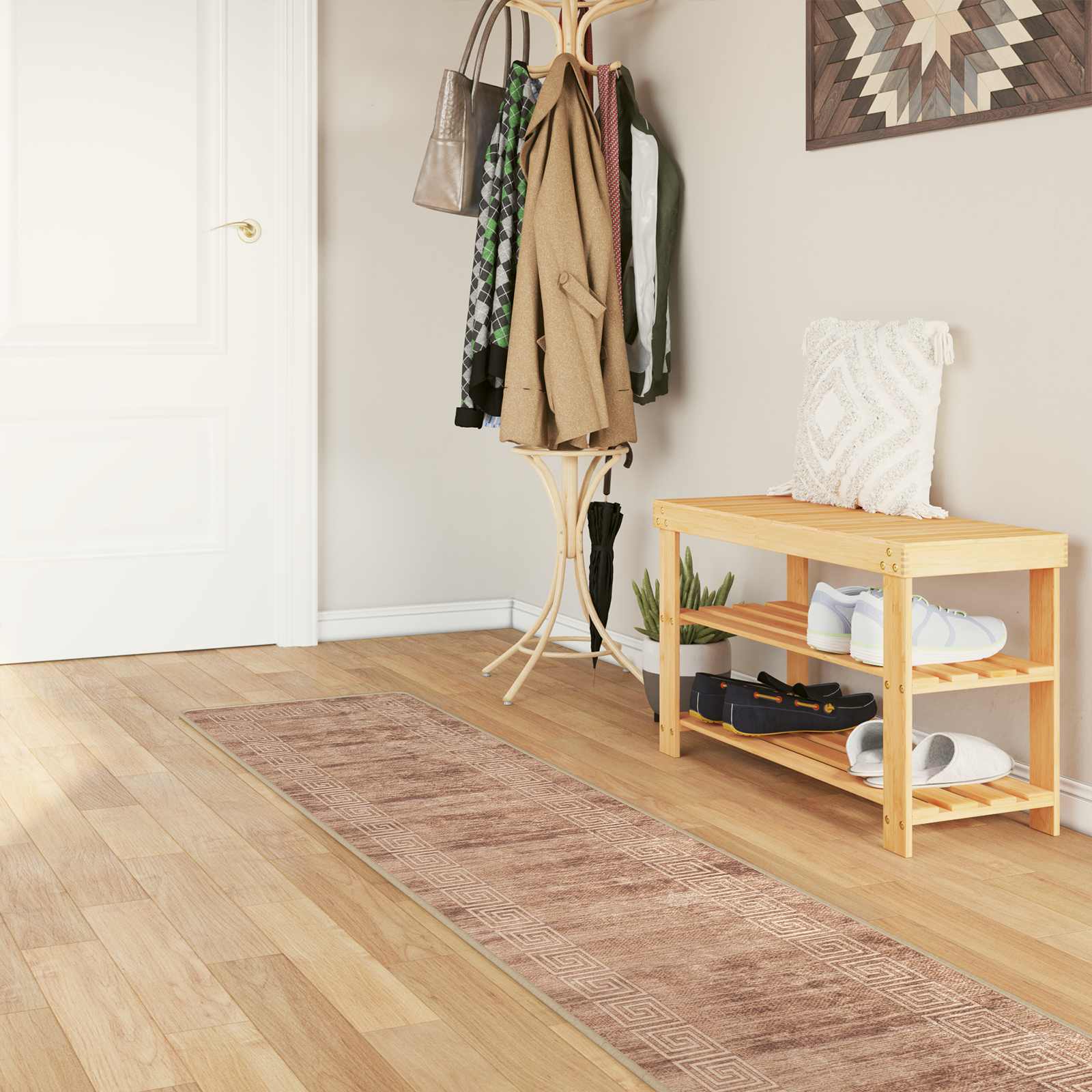 vidaXL Rug Runner MARSA White 50 x 350 cm Polyester and PVC 1