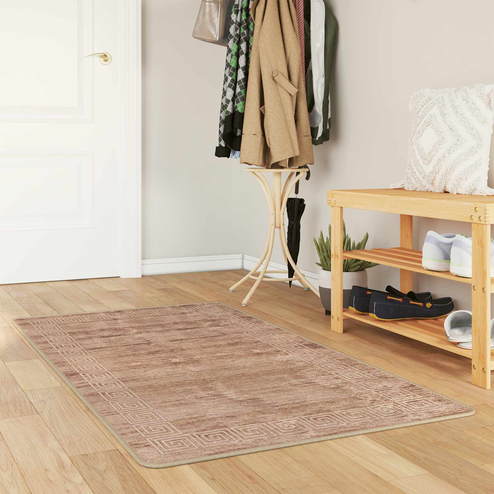 vidaXL Rug Runner MARSA White 100 x 200 cm Polyester and PVC 1