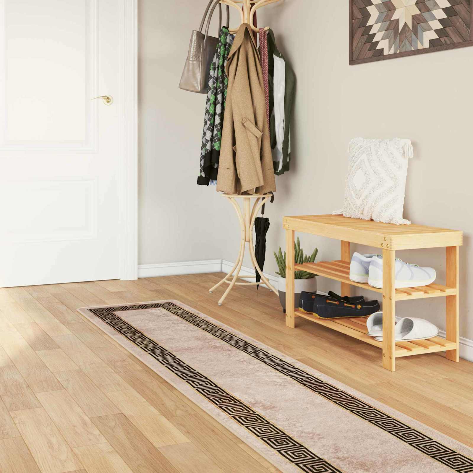 vidaXL Rug Runner MARSA Black 50 x 350 cm Polyester and PVC 1