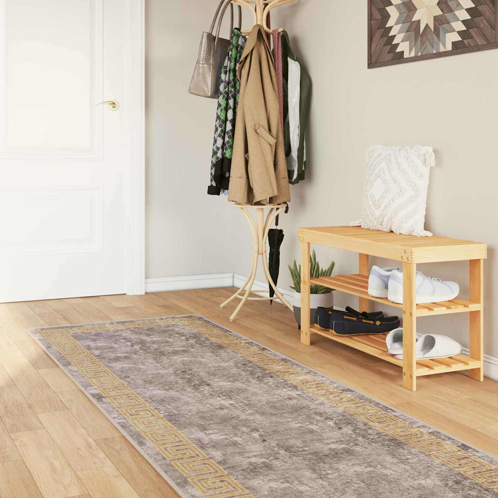 vidaXL Rug Runner MARSA Grey 80 x 400 cm Polyester and PVC 1