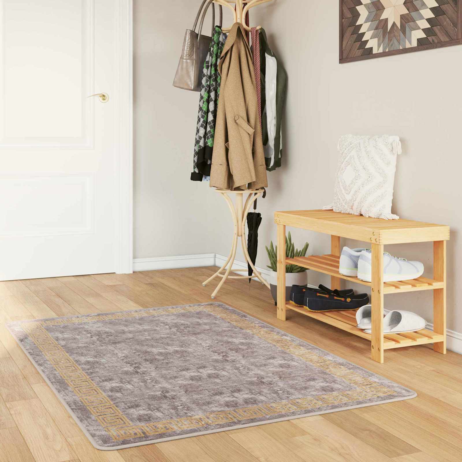 vidaXL Rug Runner MARSA Grey 100 x 200 cm Polyester and PVC 1