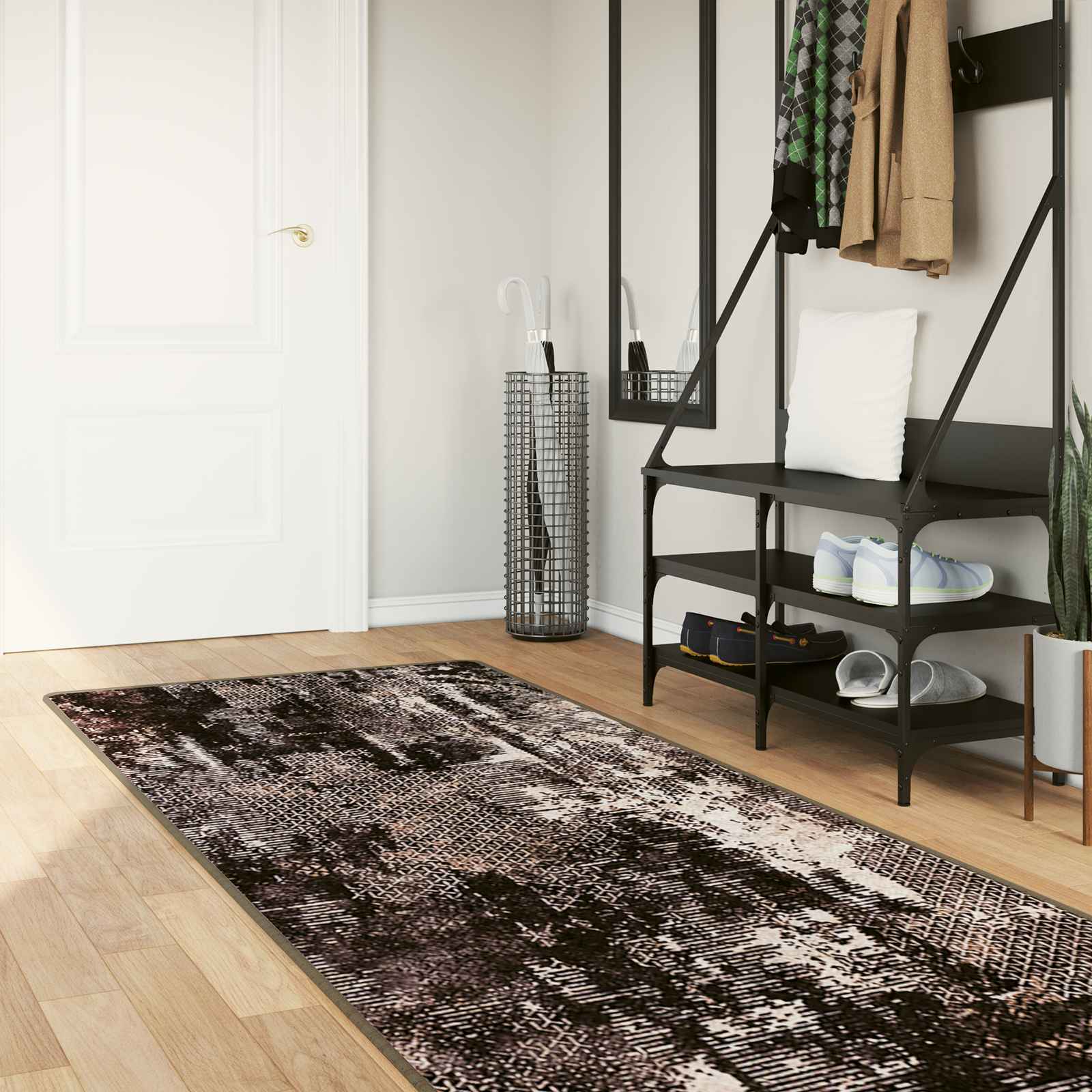 vidaXL Rug Runner MARSA Black 80 x 250 cm Polyester and PVC 1