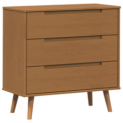 Drawer Cabinet "MOLDE" 80x40x80 cm Solid Wood Pine Caramel