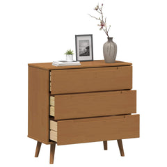 Drawer Cabinet "MOLDE" 80x40x80 cm Solid Wood Pine Caramel
