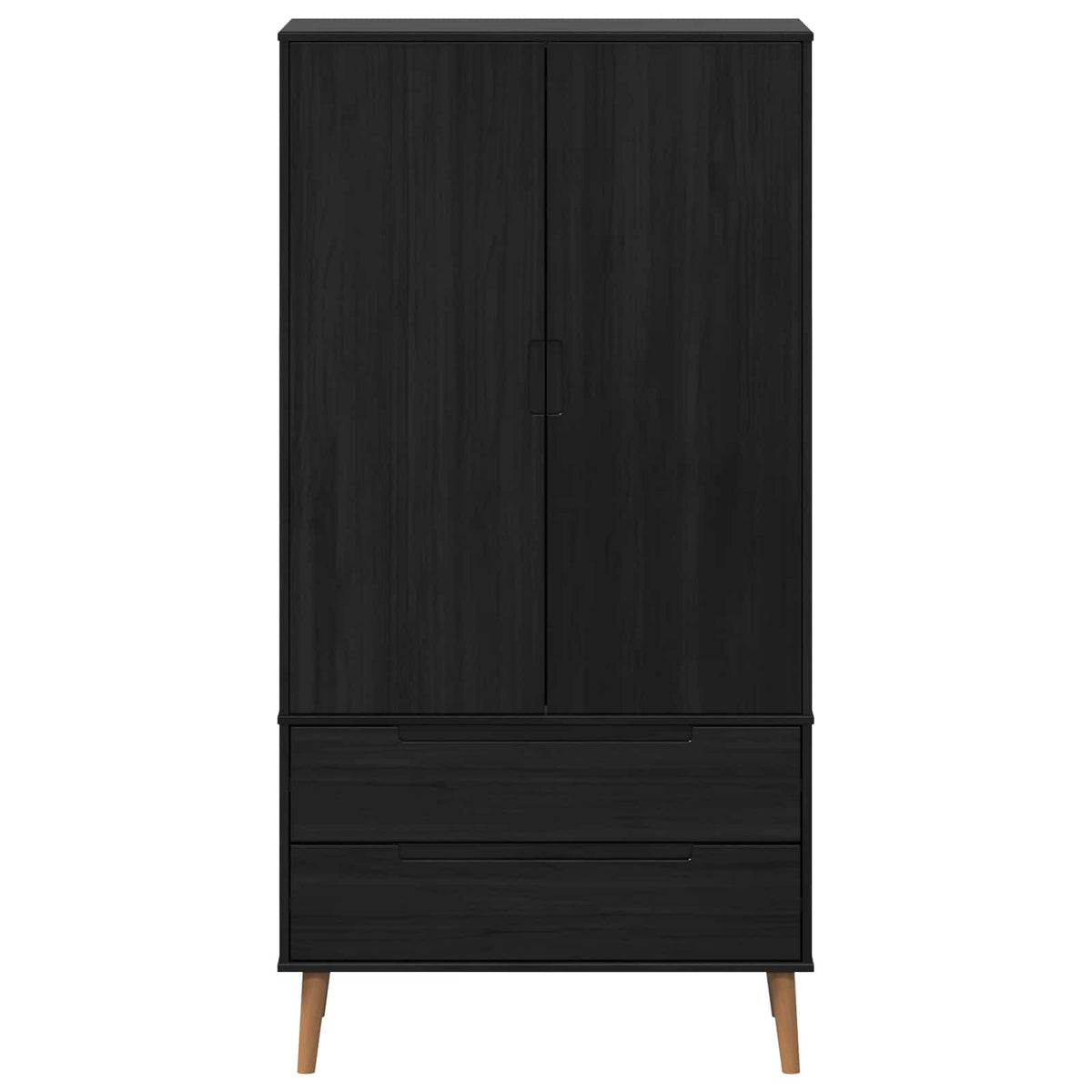 Wardrobe "MOLDE" 90x55x175 cm Solid Wood Pine Black