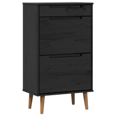 vidaXL Shoe Cabinet MOLDE 59.5 x 35 x 103 cm Solid Pine Wood Black 2
