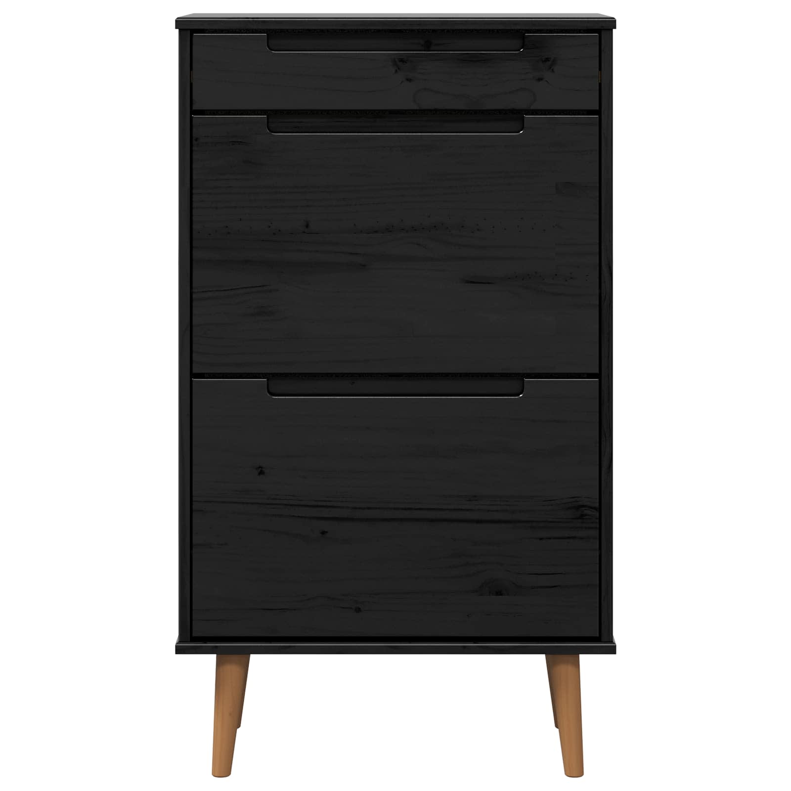 vidaXL Shoe Cabinet MOLDE 59.5 x 35 x 103 cm Solid Pine Wood Black 6