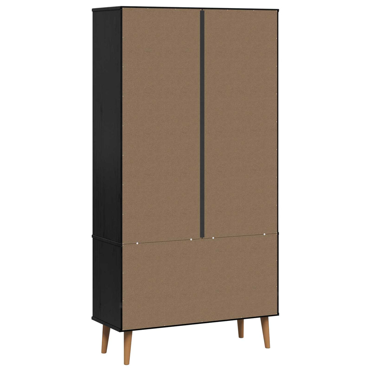 Vitrine Cabinet "MOLDE" 90x35x175 cm Solid Wood Pine Black