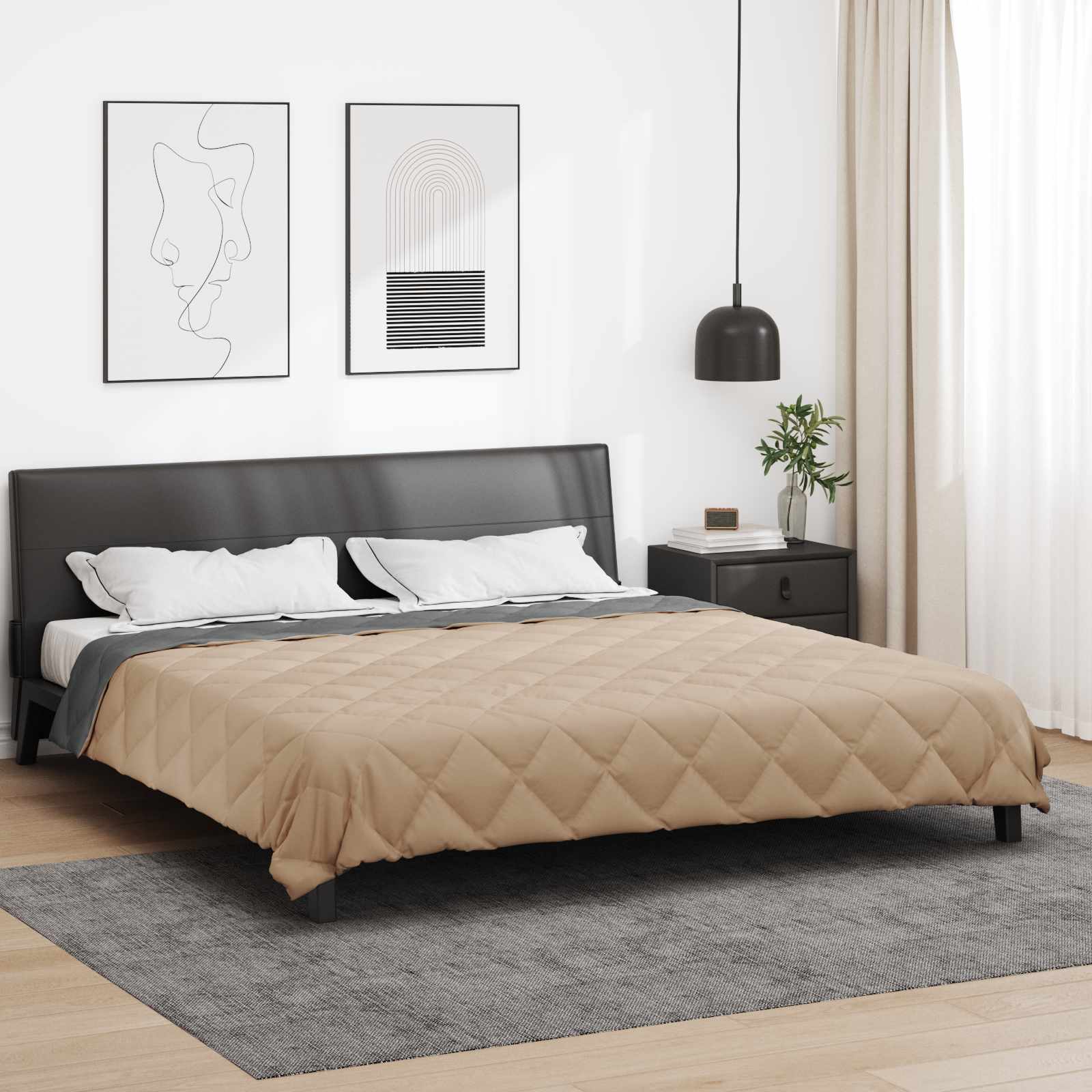 vidaXL Summer Duvet 220 x 200 cm Summer 200 gsm Anthracite and Taupe 4