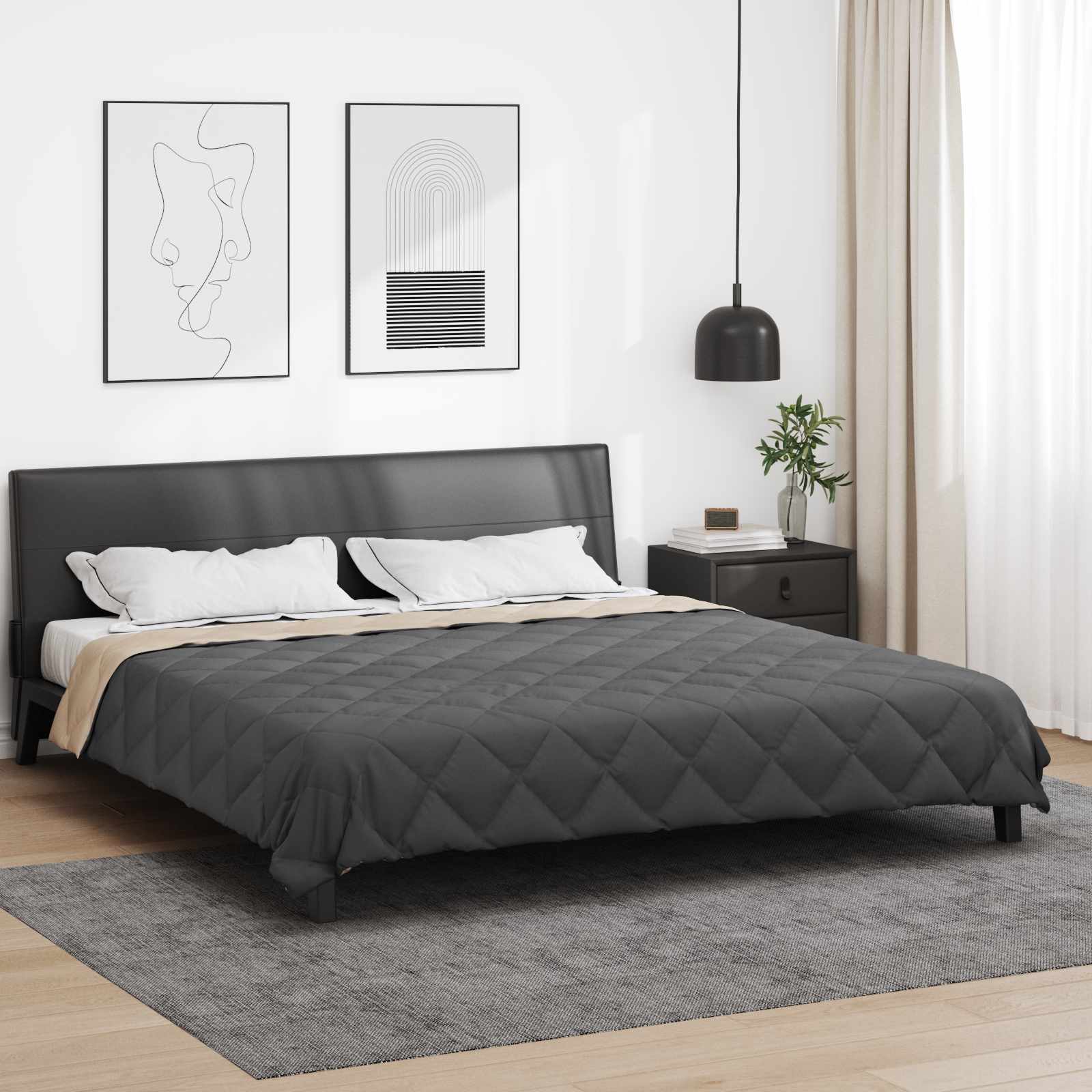 vidaXL Full Year Duvet Anthracite and Taupe 200 x 200 cm Microfiber 1