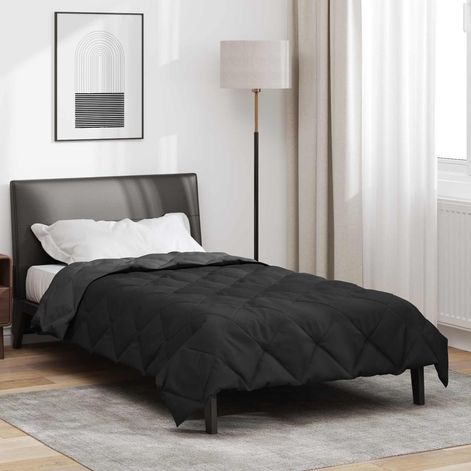 vidaXL Full Year Duvet Black and Anthracite 135 x 200 cm Microfiber 4
