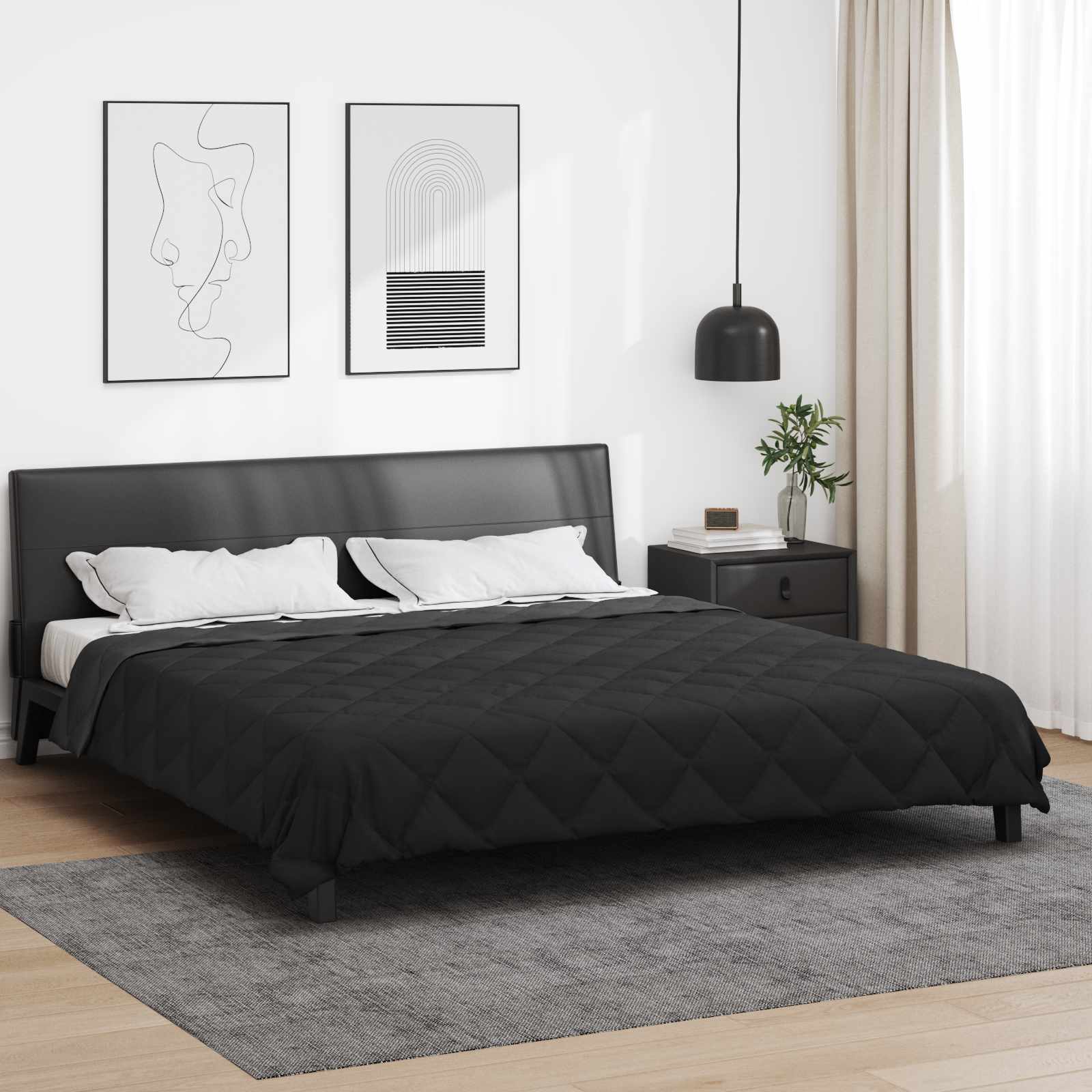 vidaXL Full Year Duvet Black and Anthracite 200 x 240 cm Microfiber 4