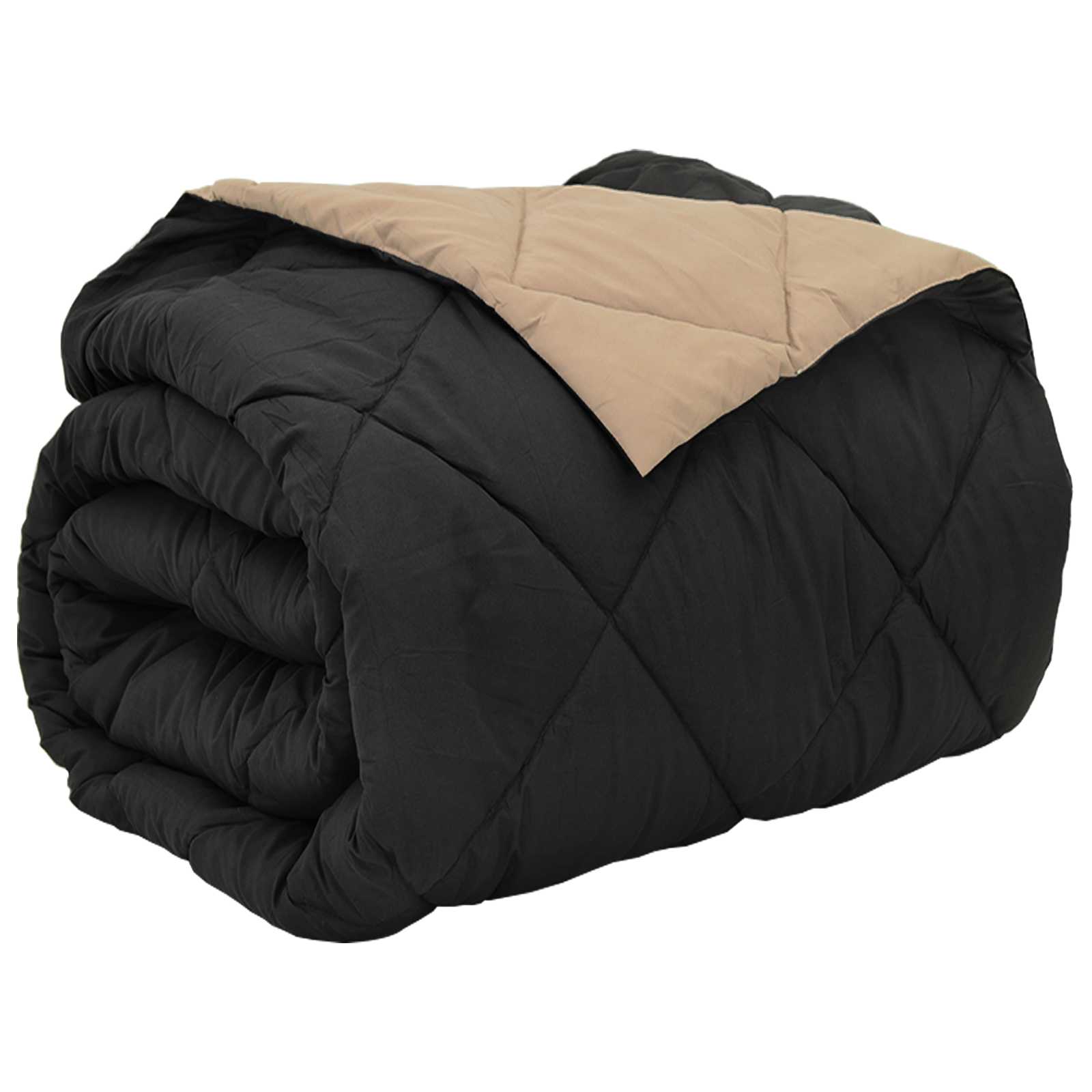 vidaXL Full Year Duvet Black and Taupe 200 x 200 cm Microfiber 2