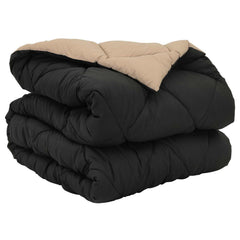vidaXL Full Year Duvet 135 x 220 cm 300 gsm Black and Taupe 2
