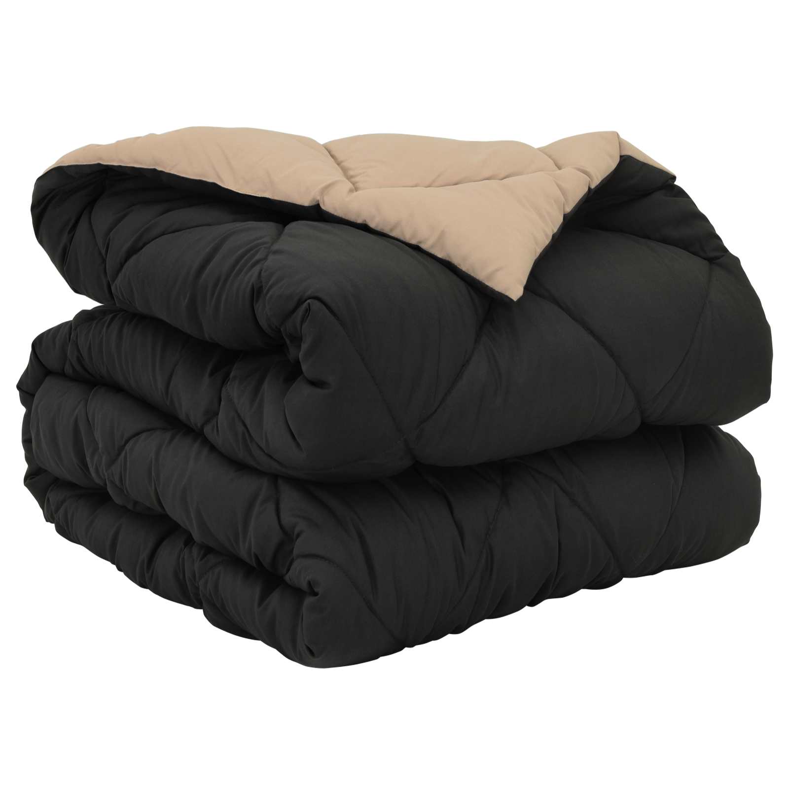 vidaXL Full Year Duvet Black and Taupe 155 x 220 cm Microfiber 2