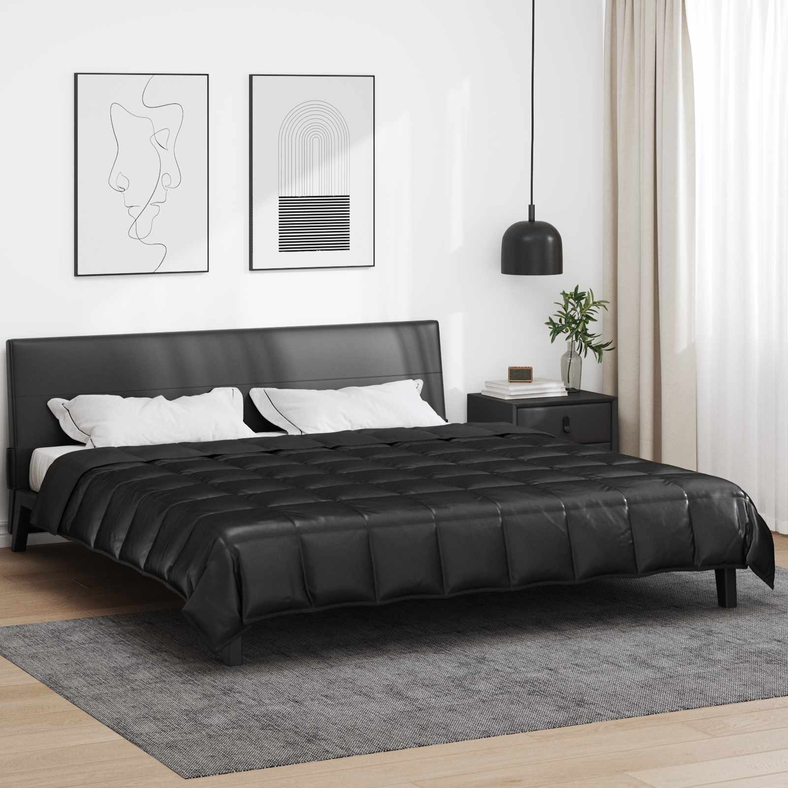 vidaXL Summer Duvet Black 200 x 220 cm Satin and Microfiber 1