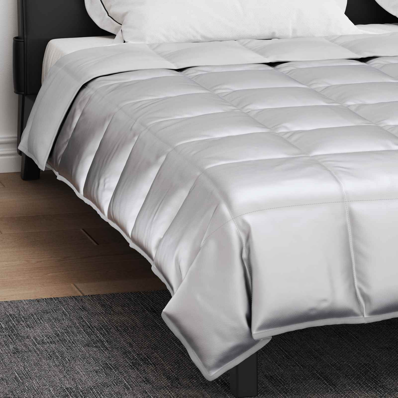 vidaXL Summer Duvet Silver 200 x 220 cm Satin and Microfiber 4