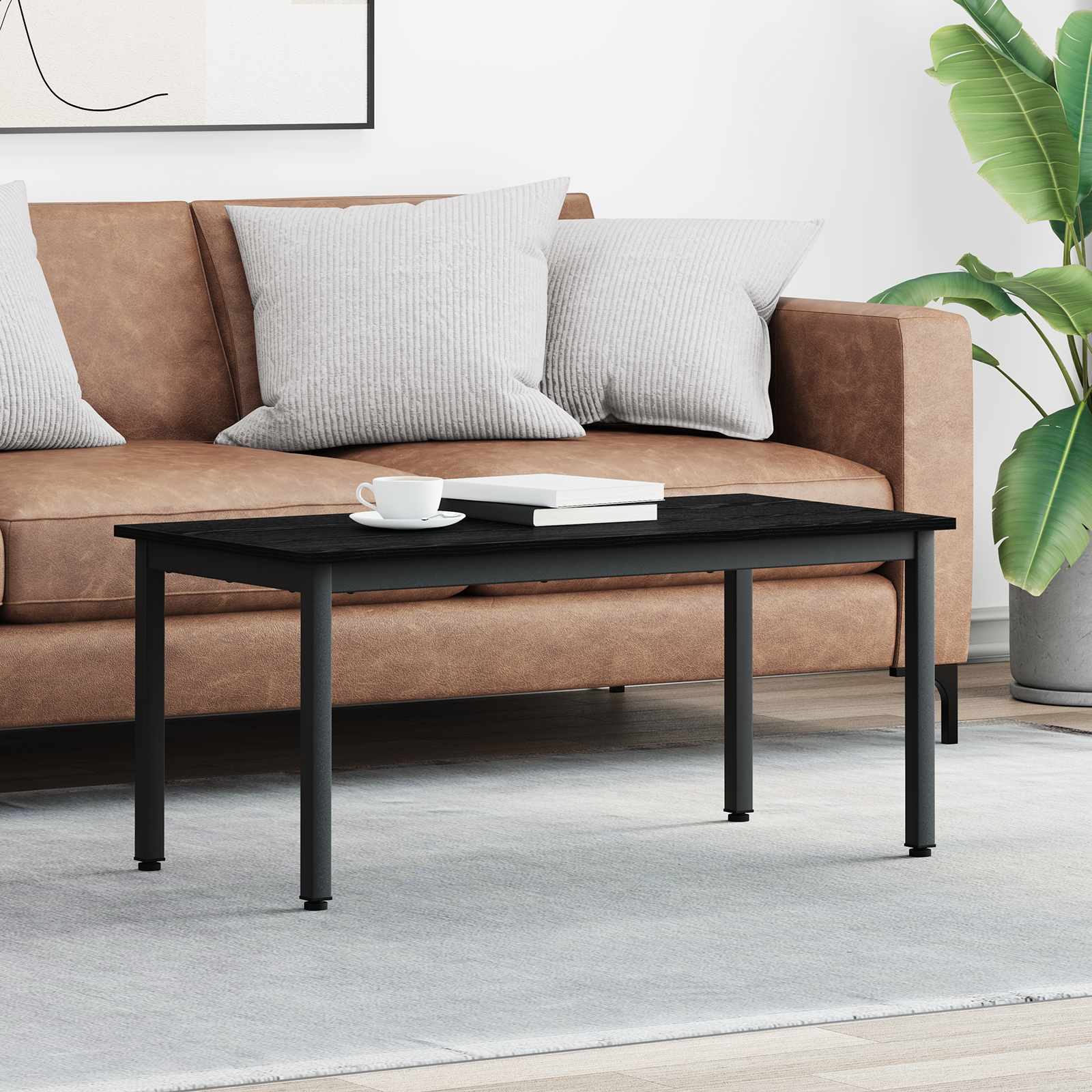 vidaXL Coffee Table Black Oak 100 x 50 x 45 cm Engineered Wood 1