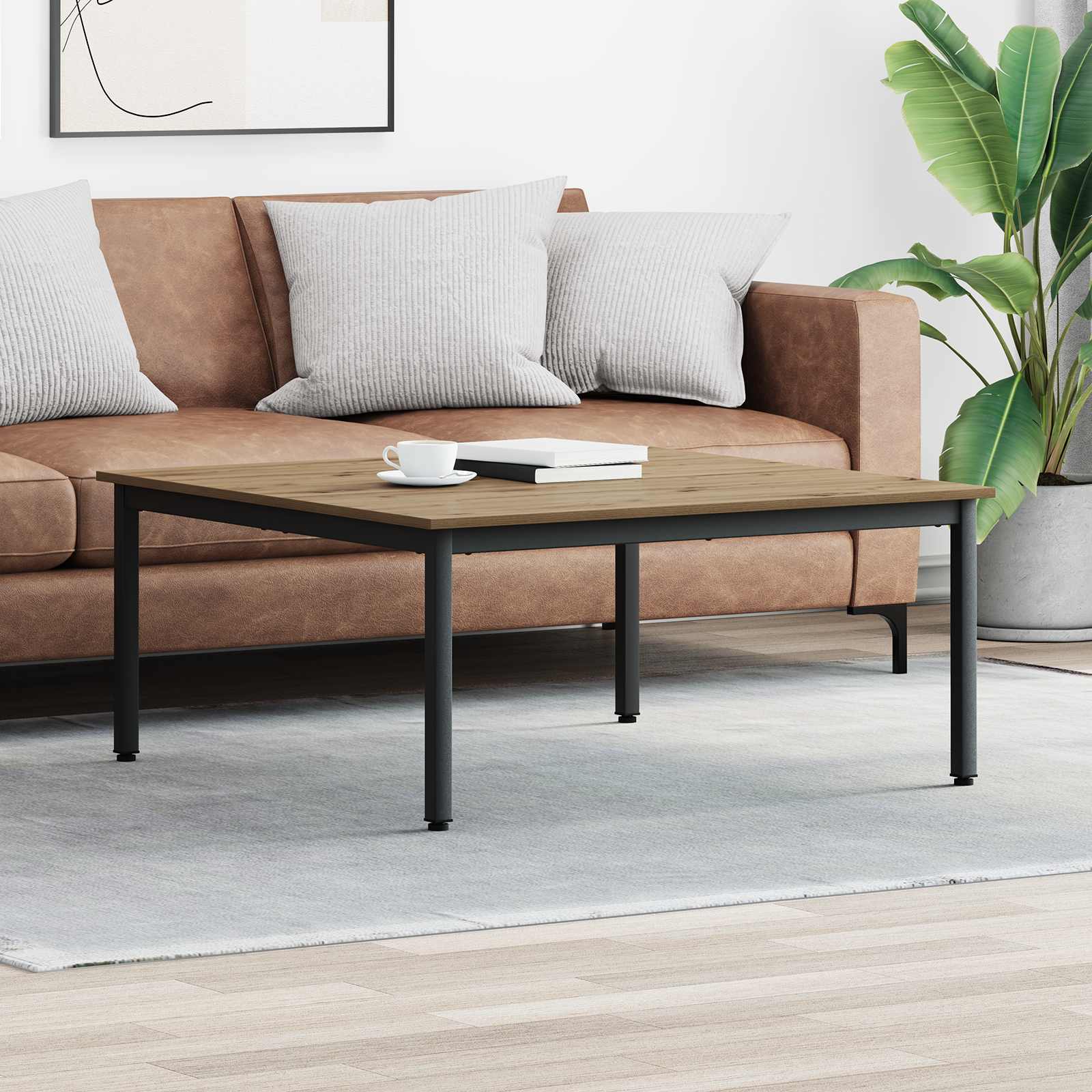 vidaXL Coffee Table Artisian Oak 100 x 100 x 45 cm Engineered Wood 1