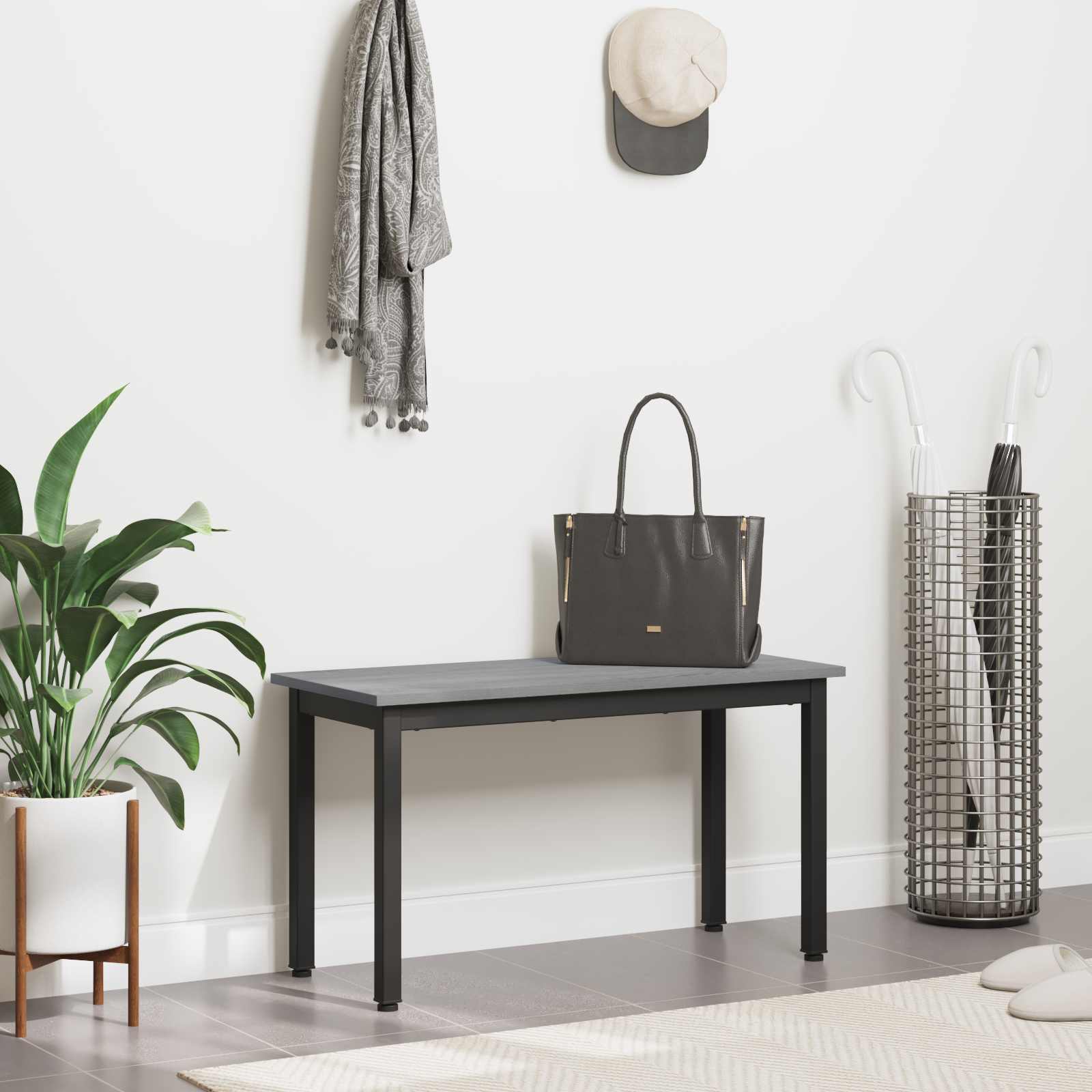 vidaXL Bench Grey Sonoma 80 x 35 x 45 cm Engineered Wood 4