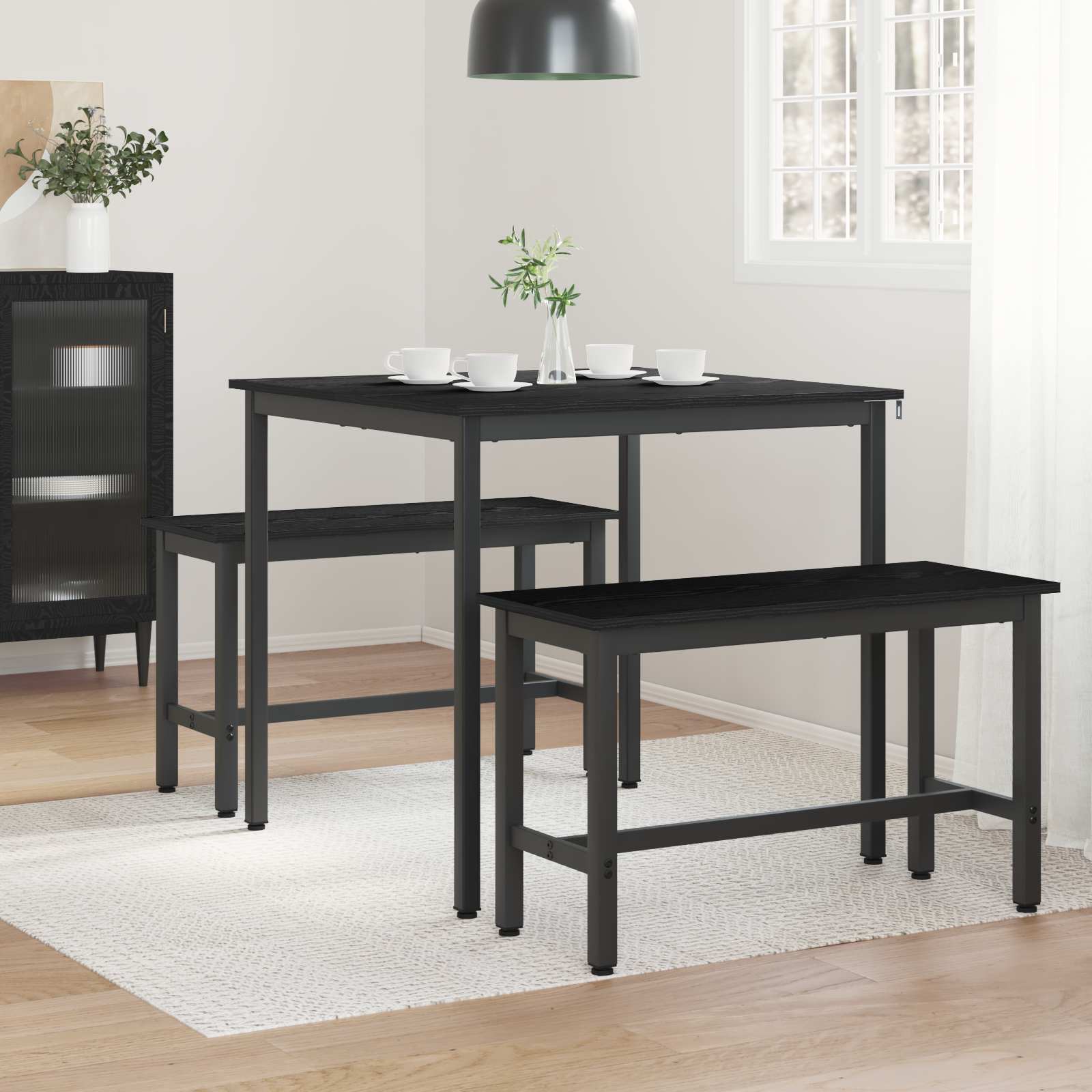 vidaXL Dining Tables 80 x 80 x 75 cm Engineered Wood Black Oak Square 4