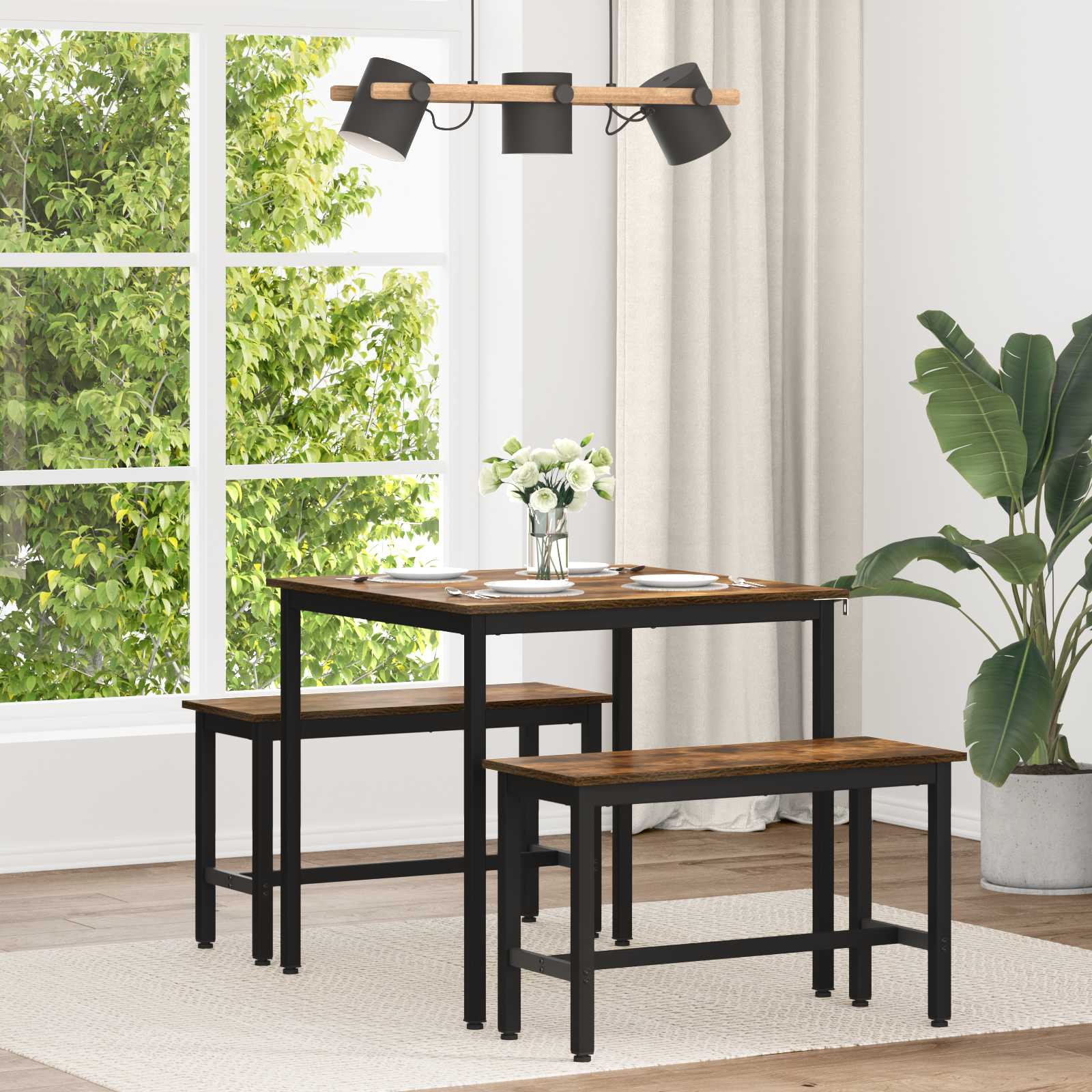vidaXL Dining Tables 80 x 80 x 75 cm Engineered Wood Smoked Oak Square 1