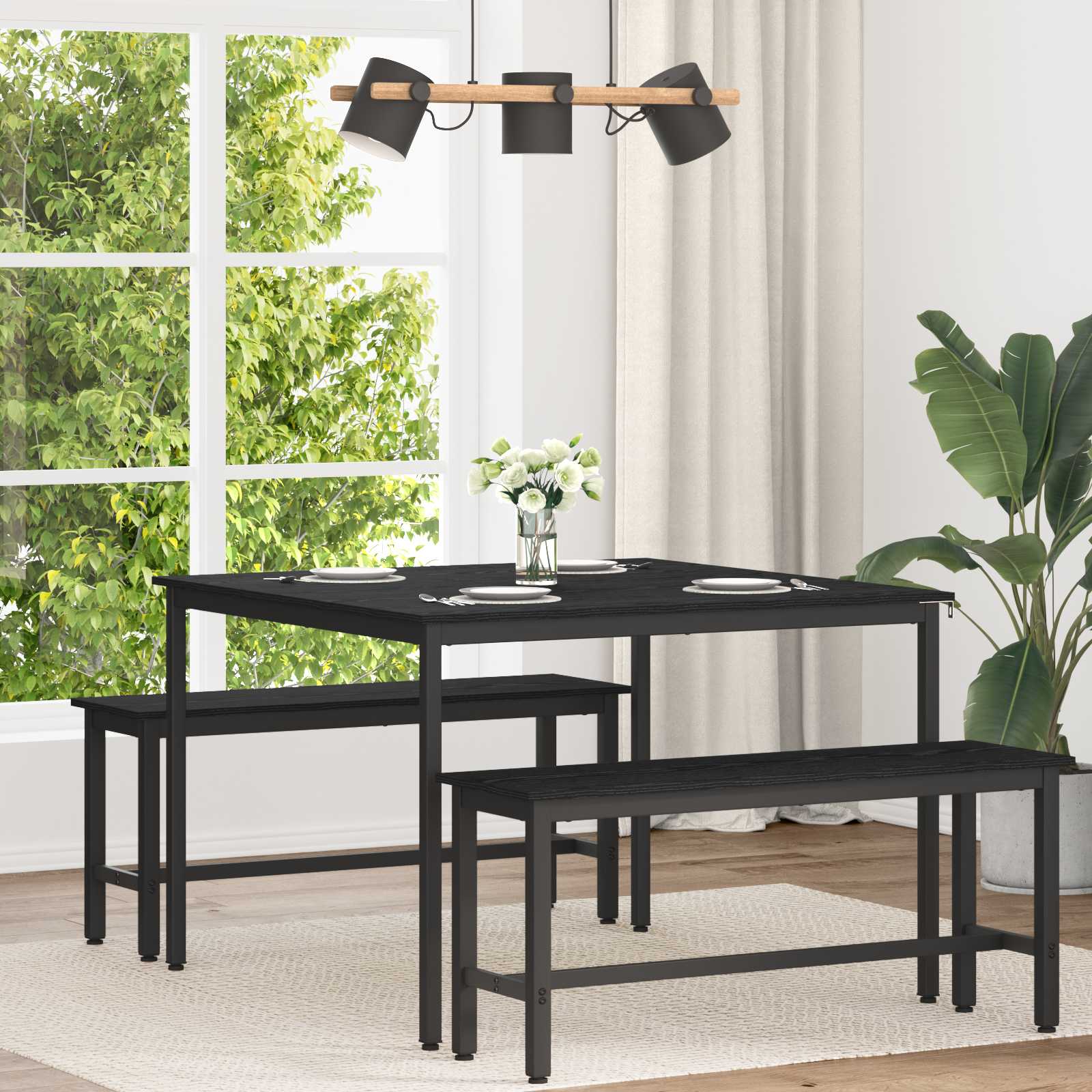 vidaXL Dining Tables 110 x 110 x 75 cm Engineered Wood Black Oak 1