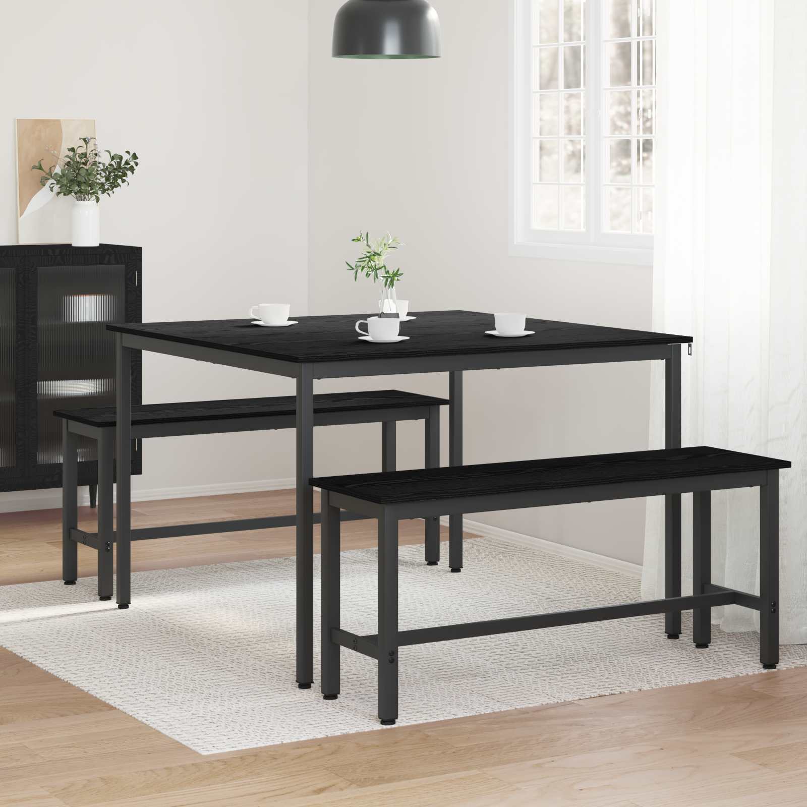 vidaXL Dining Tables 110 x 110 x 75 cm Engineered Wood Black Oak 4