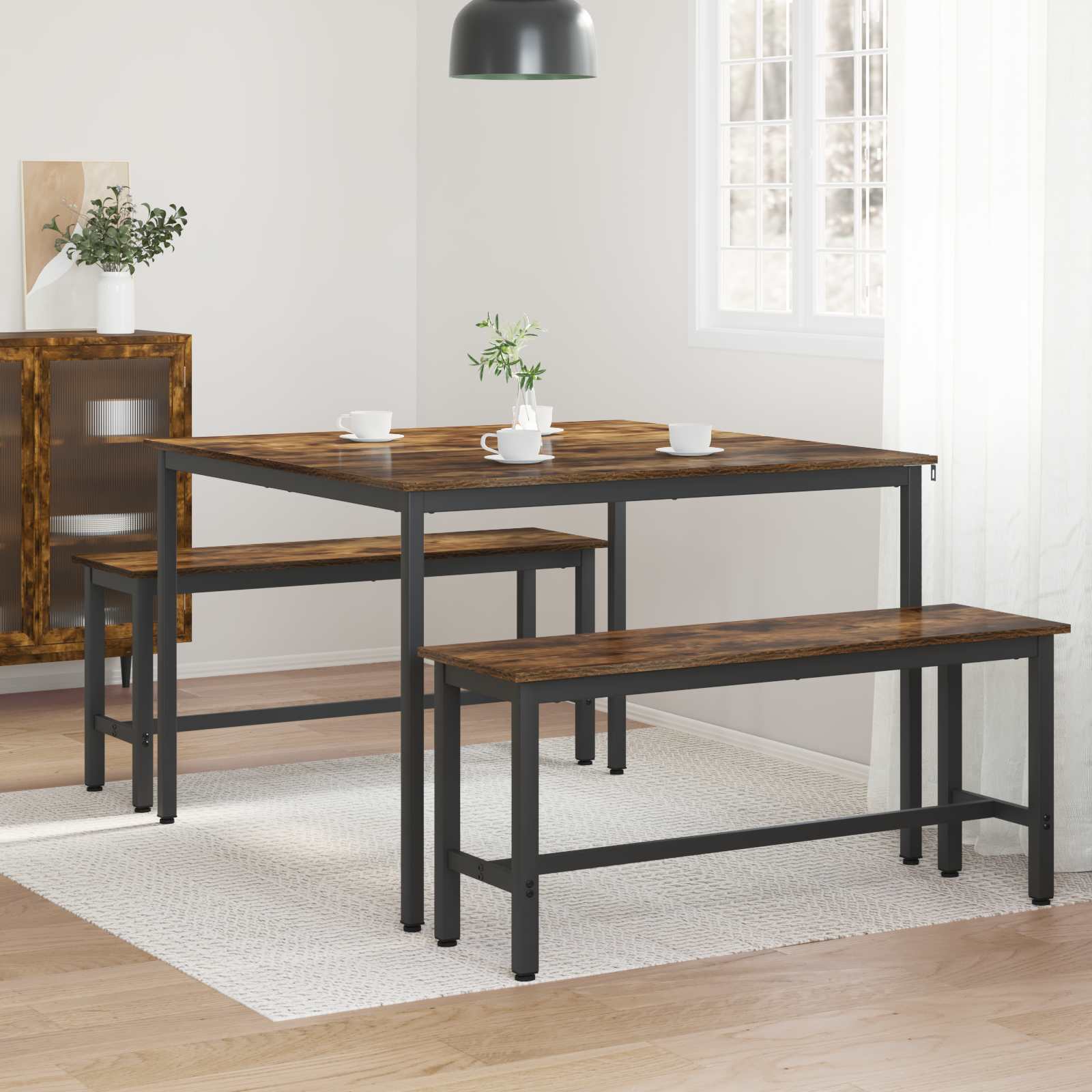 vidaXL Dining Tables 110 x 110 x 75 cm Engineered Wood Smoked Oak 4