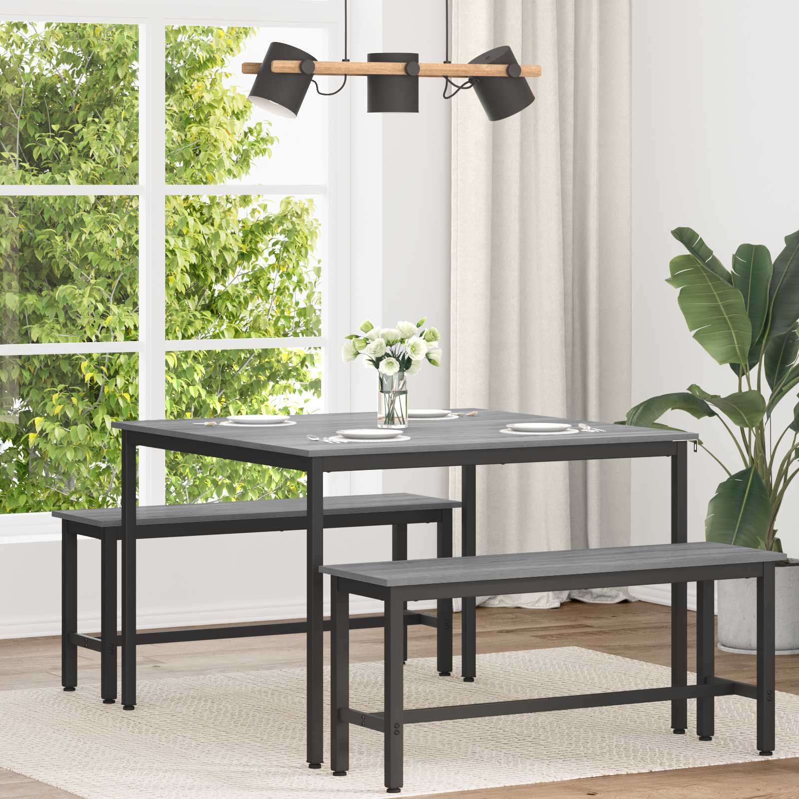 vidaXL Dining Tables 110 x 110 x 75 cm Engineered Wood Grey Sonoma 1