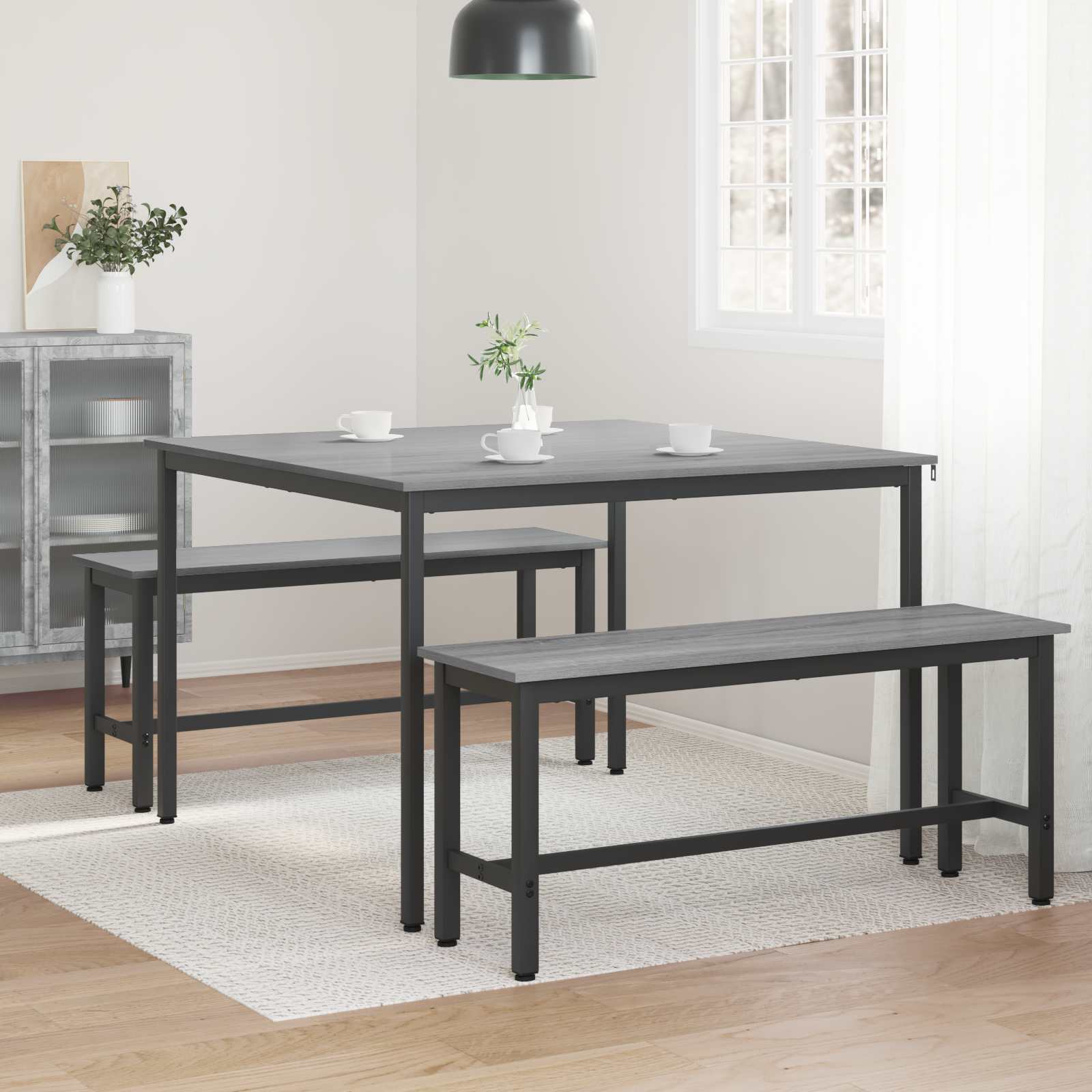 vidaXL Dining Tables 110 x 110 x 75 cm Engineered Wood Grey Sonoma 4