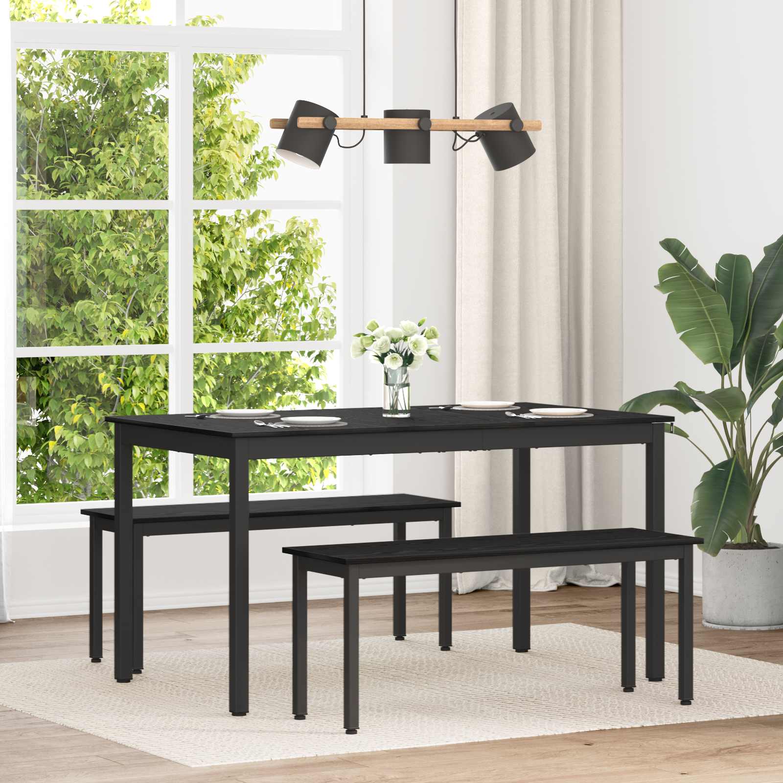 vidaXL Dining Tables 140 x 80 x 75 cm Engineered Wood Black Oak 1