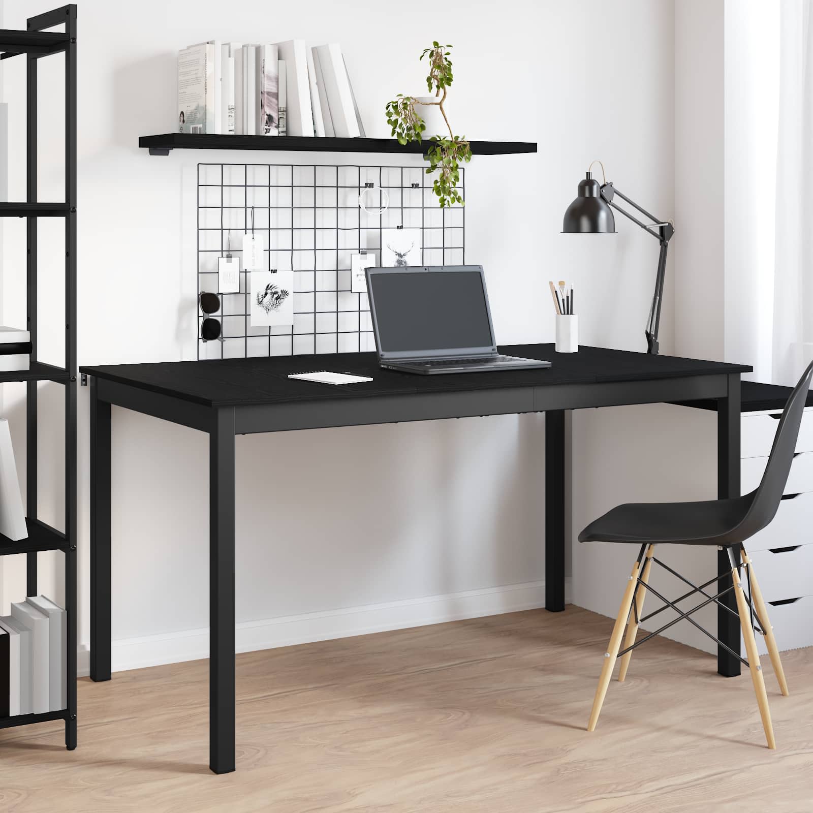 vidaXL Dining Tables 140 x 80 x 75 cm Engineered Wood Black Oak 4