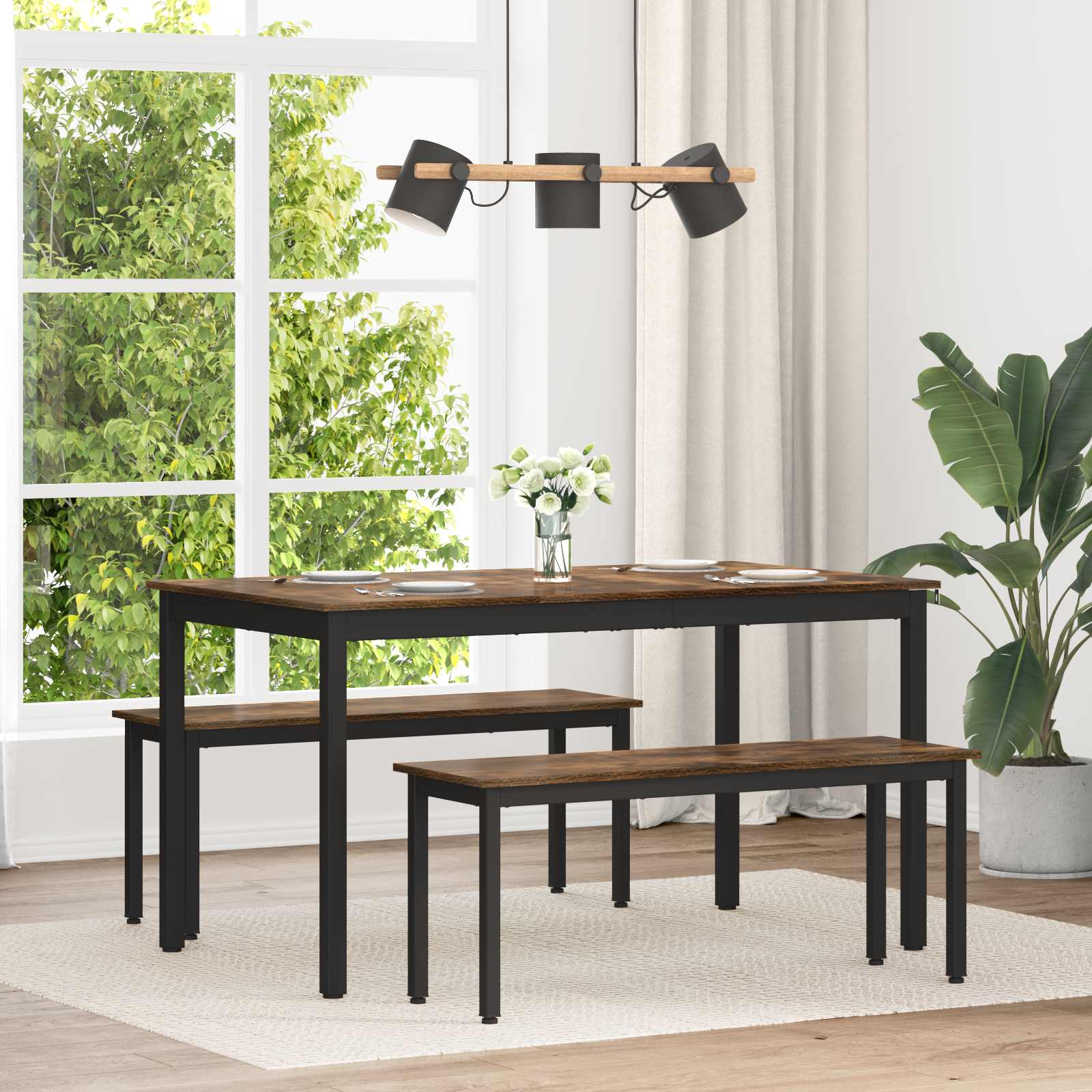 vidaXL Dining Tables 140 x 80 x 75 cm Engineered Wood Smoked Oak 1