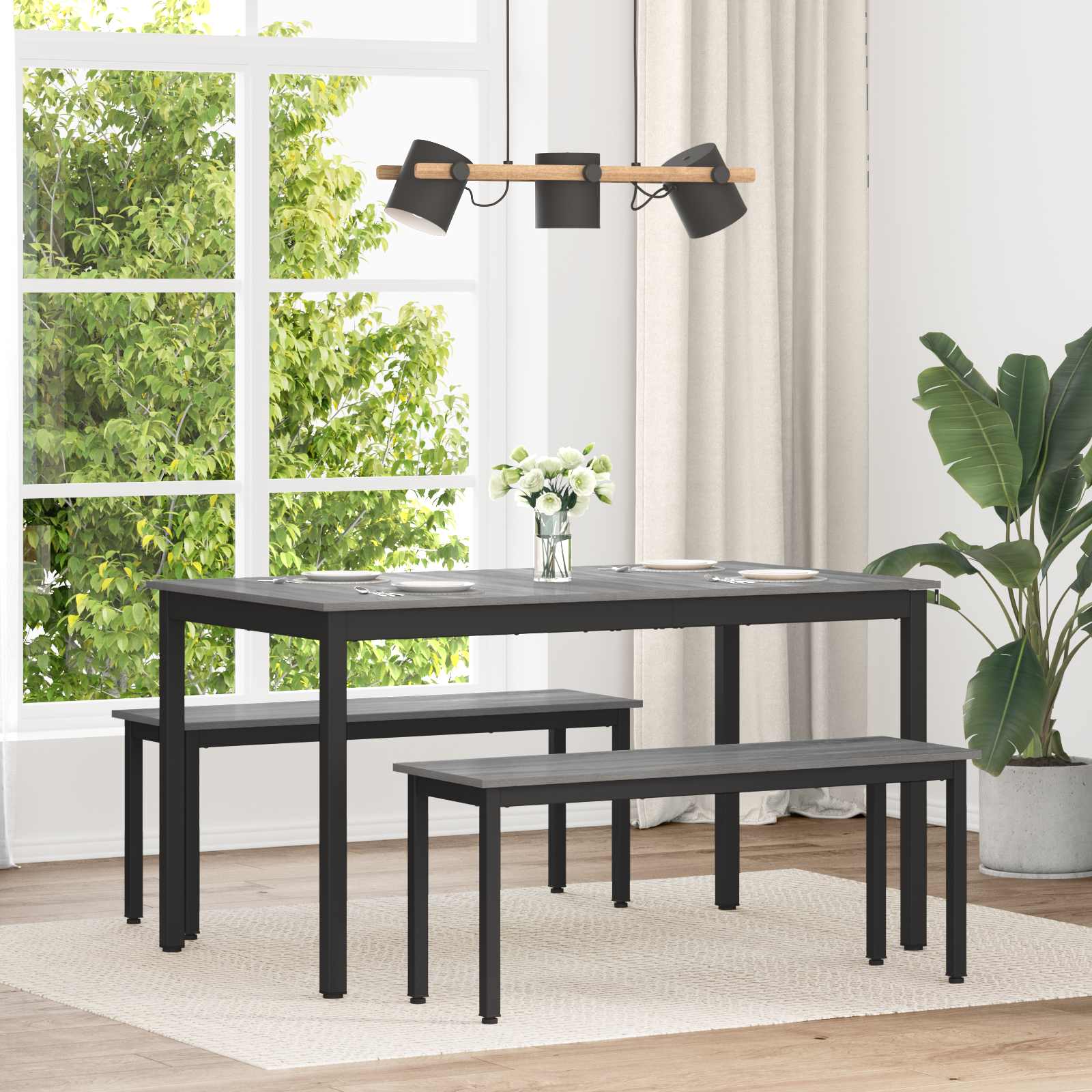 vidaXL Dining Tables 140 x 80 x 75 cm Engineered Wood Grey Sonoma 1