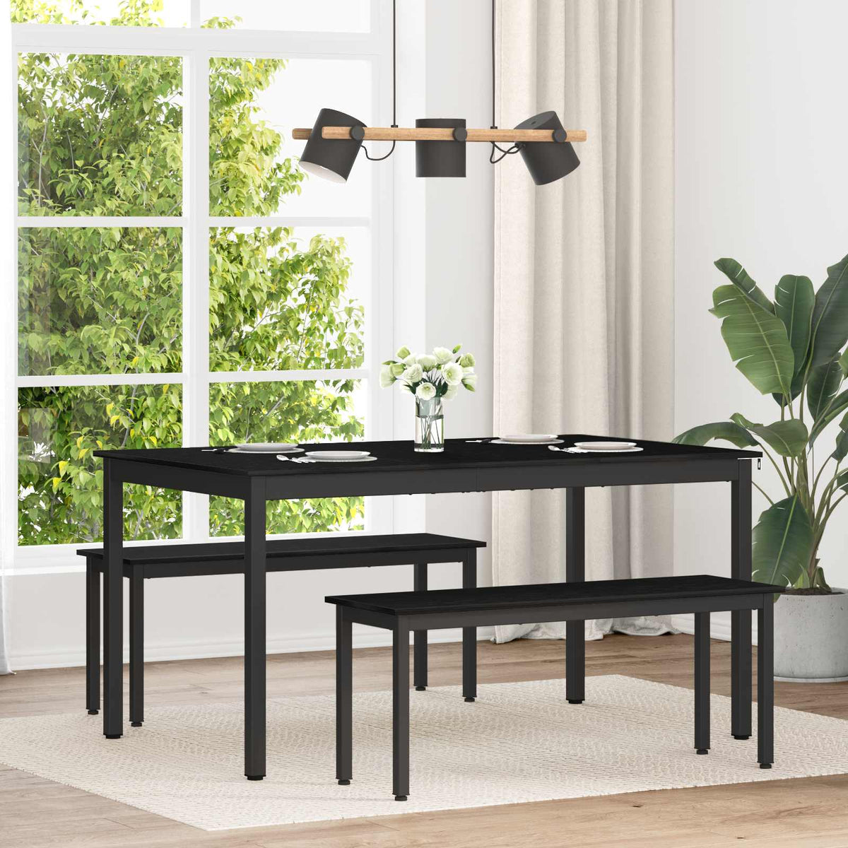 vidaXL Dining Tables Engineered Wood Black Oak