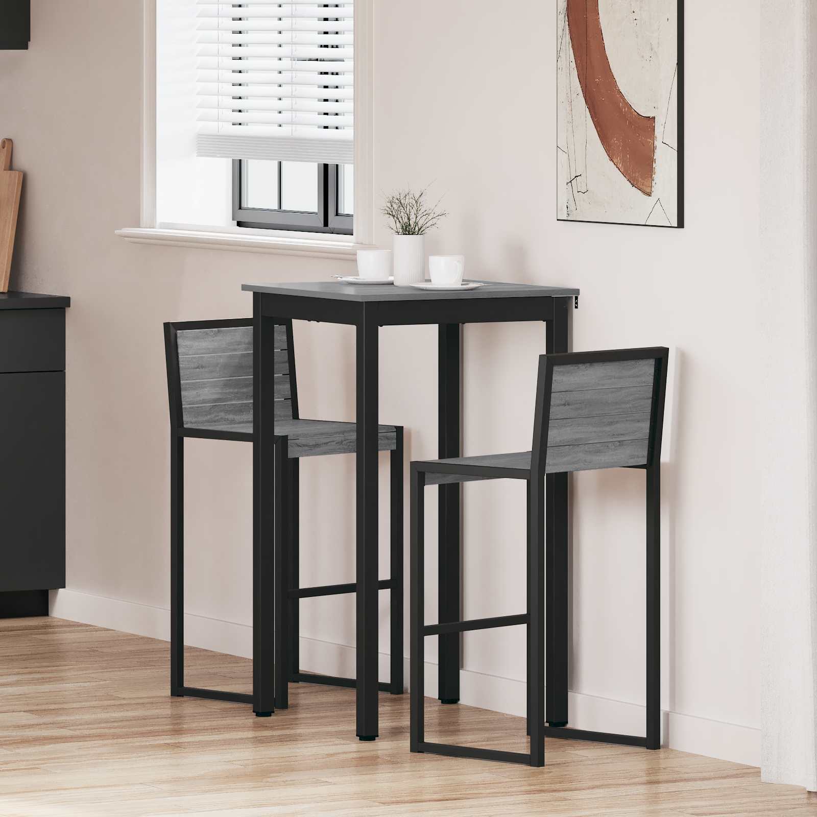 vidaXL Standing Bar Table Engineered Wood Square 1
