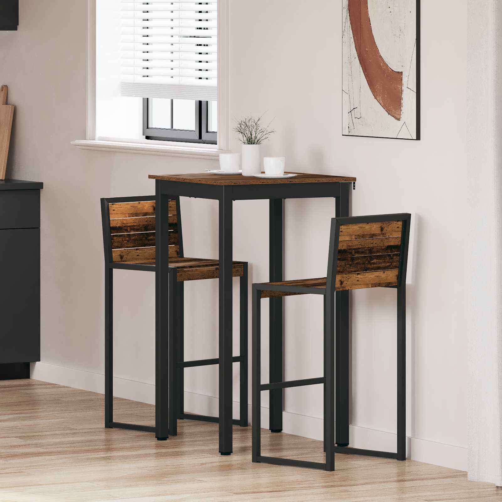 vidaXL Standing Bar Table Engineered Wood Square 1