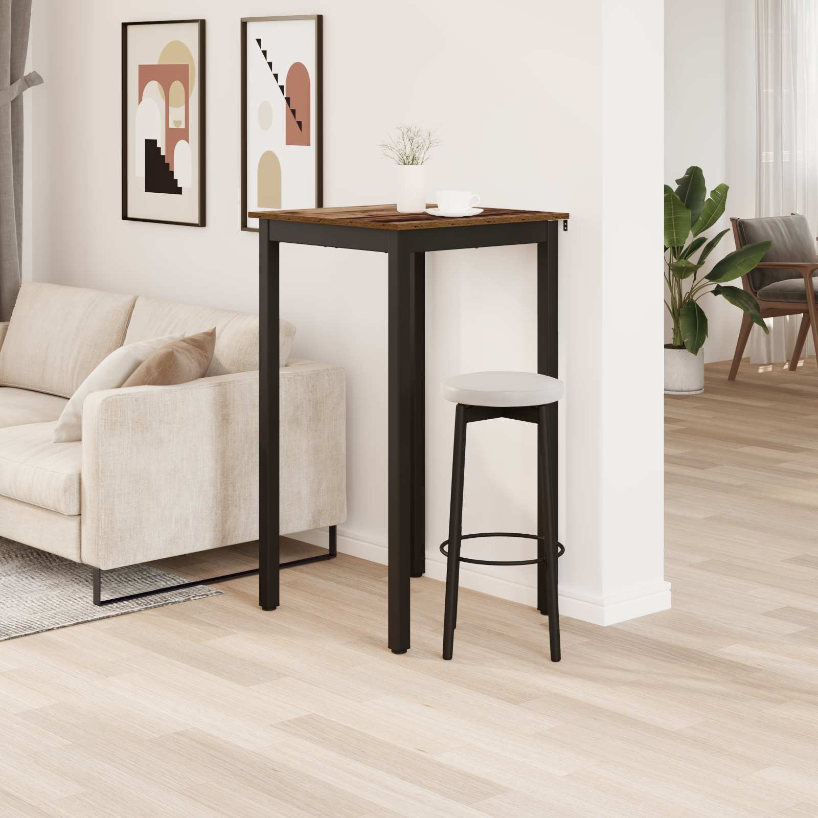 vidaXL Standing Bar Table Engineered Wood Square 4