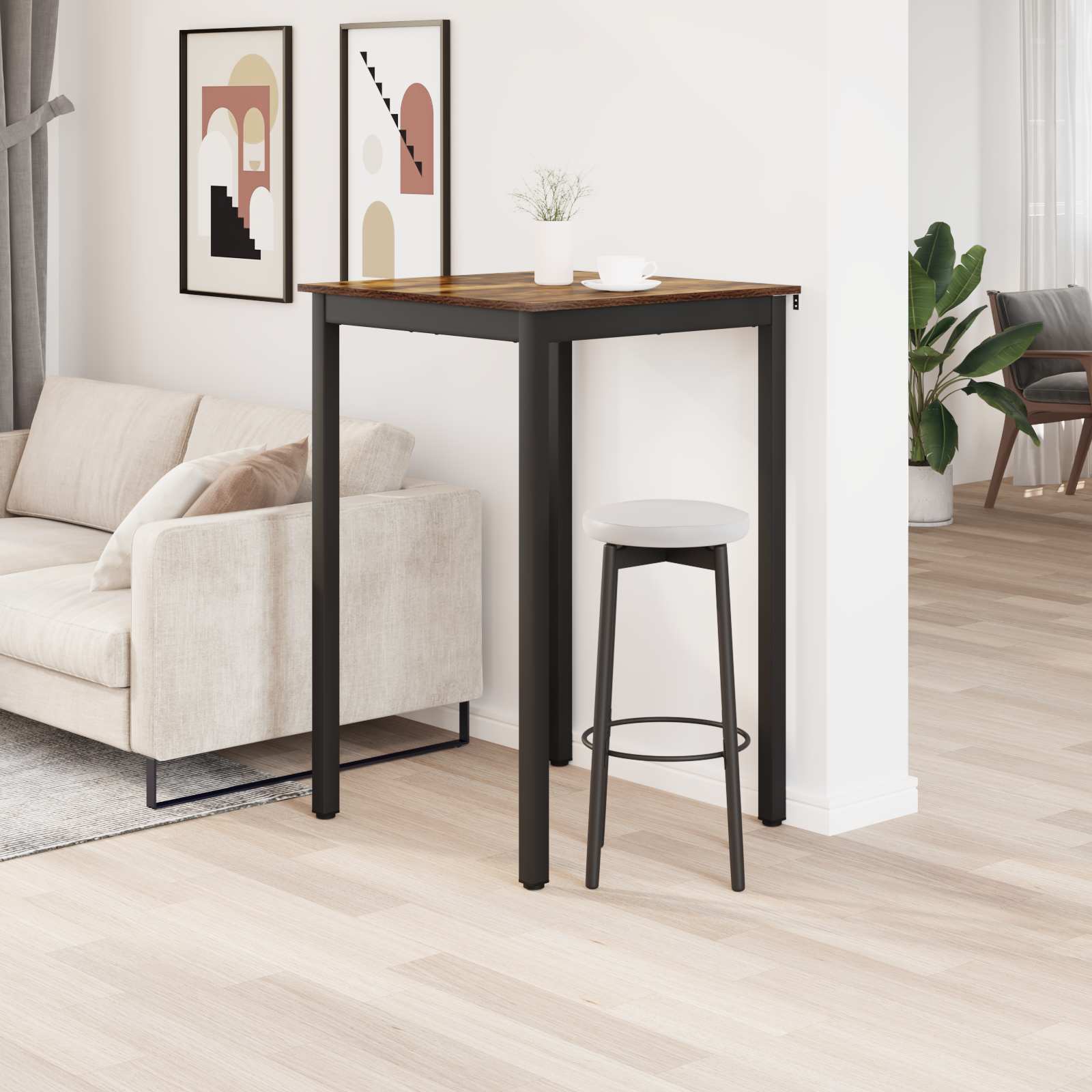 vidaXL Standing Bar Table Engineered Wood Square 4